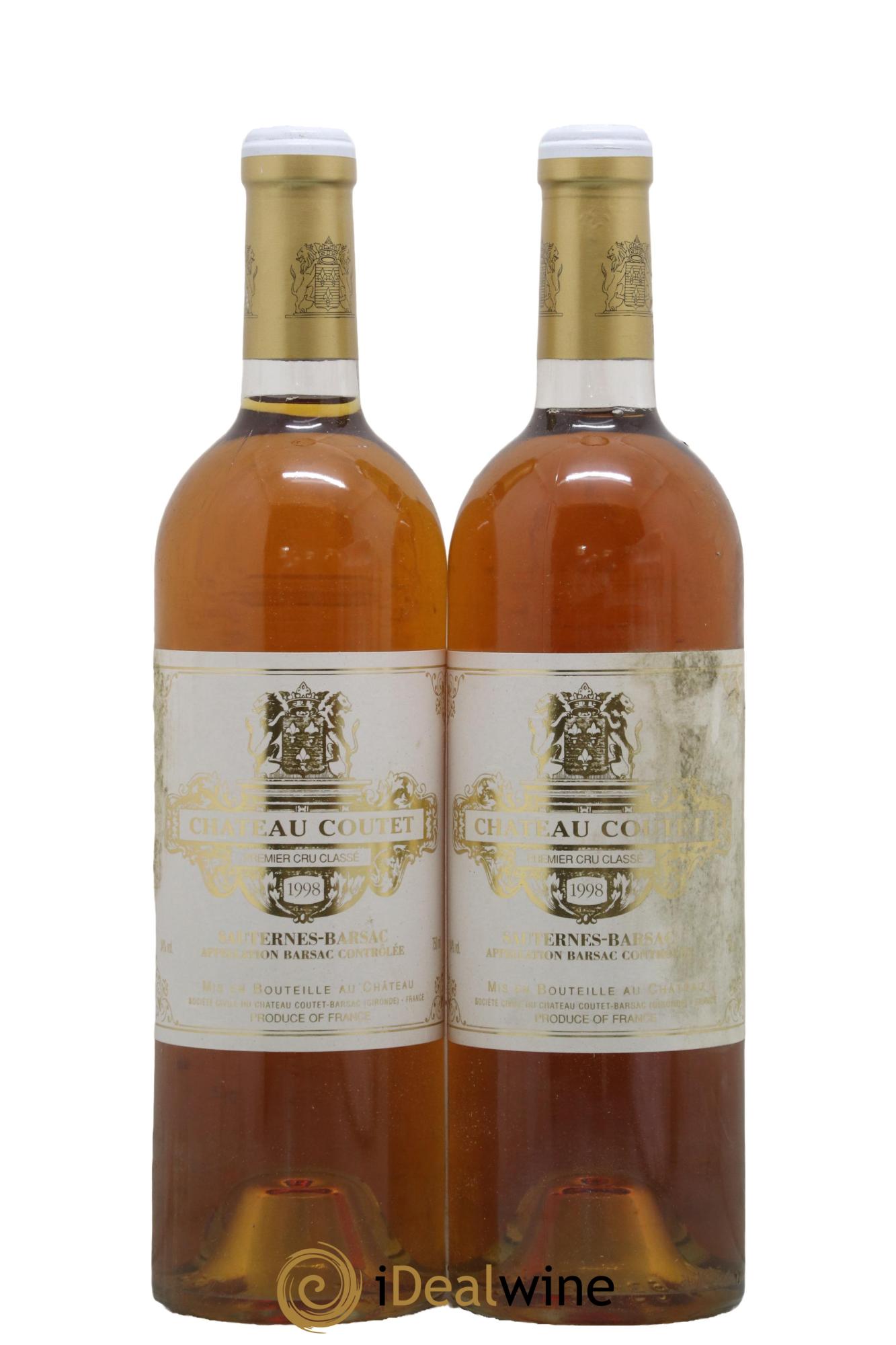 Château Coutet 1er Grand Cru Classé 1998 - Lotto di 2 bottiglie - 0