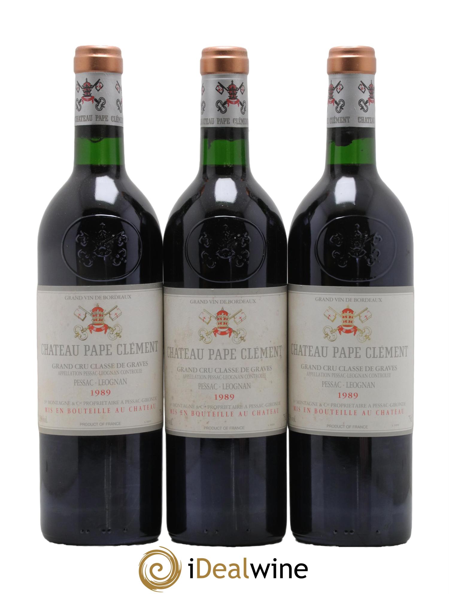 Château Pape Clément Cru Classé de Graves 1989 - Lot de 3 bouteilles - 0