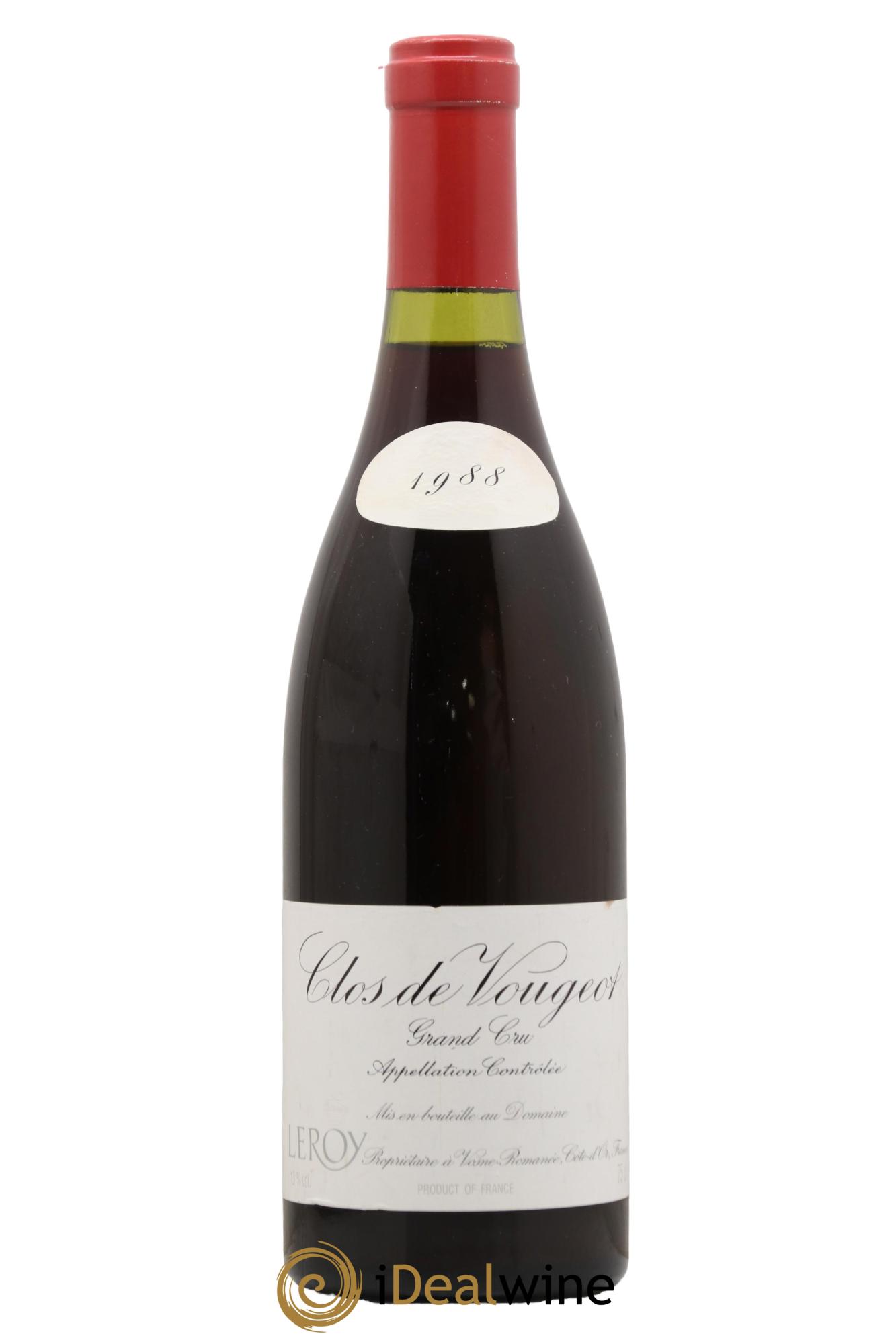 Clos de Vougeot Grand Cru Leroy (Domaine) 1988 - Lot de 1 bouteille - 0