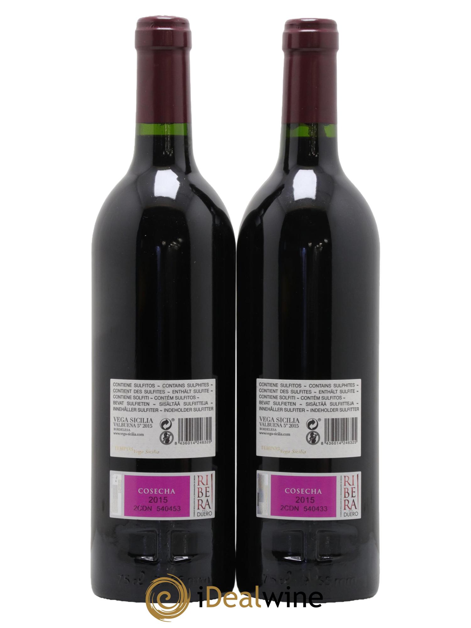 Ribera Del Duero DO Vega Sicilia Valbuena 5 ano Famille Alvarez 2015 - Lot de 2 bouteilles - 1