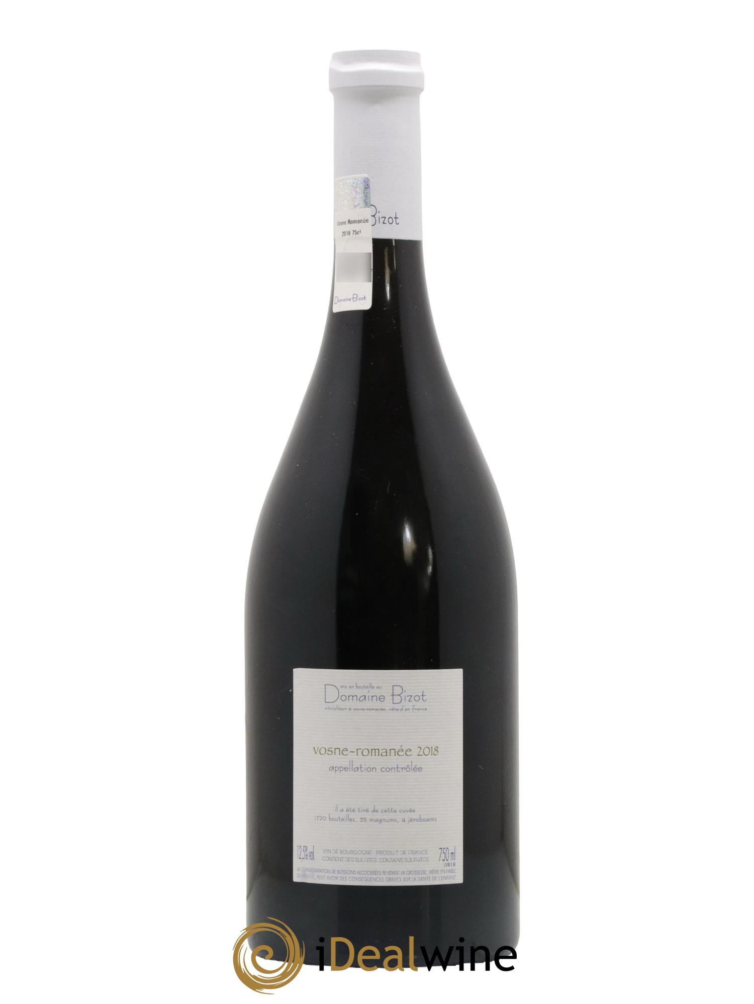 Vosne-Romanée Bizot (Domaine) 2018 - Lot of 1 bottle - 1
