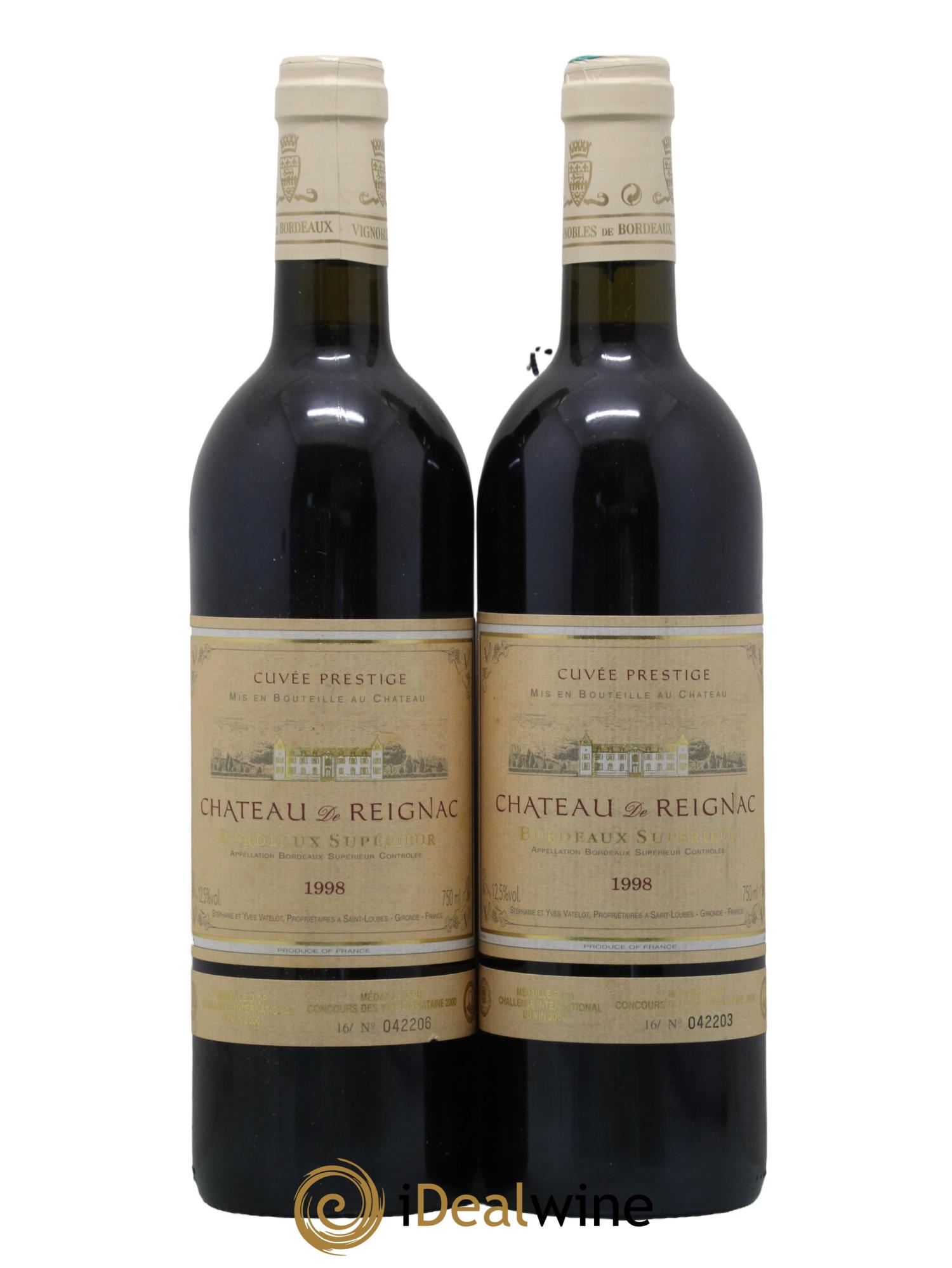 Château de Reignac Second Vin Cuvée Prestige 1998 - Lot de 2 bouteilles - 0