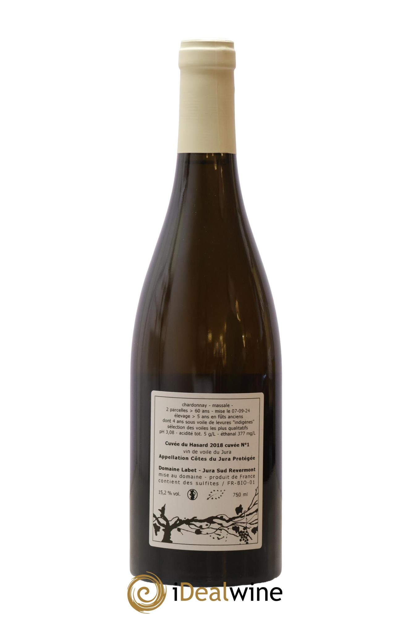 Côtes du Jura Vin de voile Chardonnay du Hasard Romain - Julien - Charline Labet 2018 - Lot of 1 bottle - 1