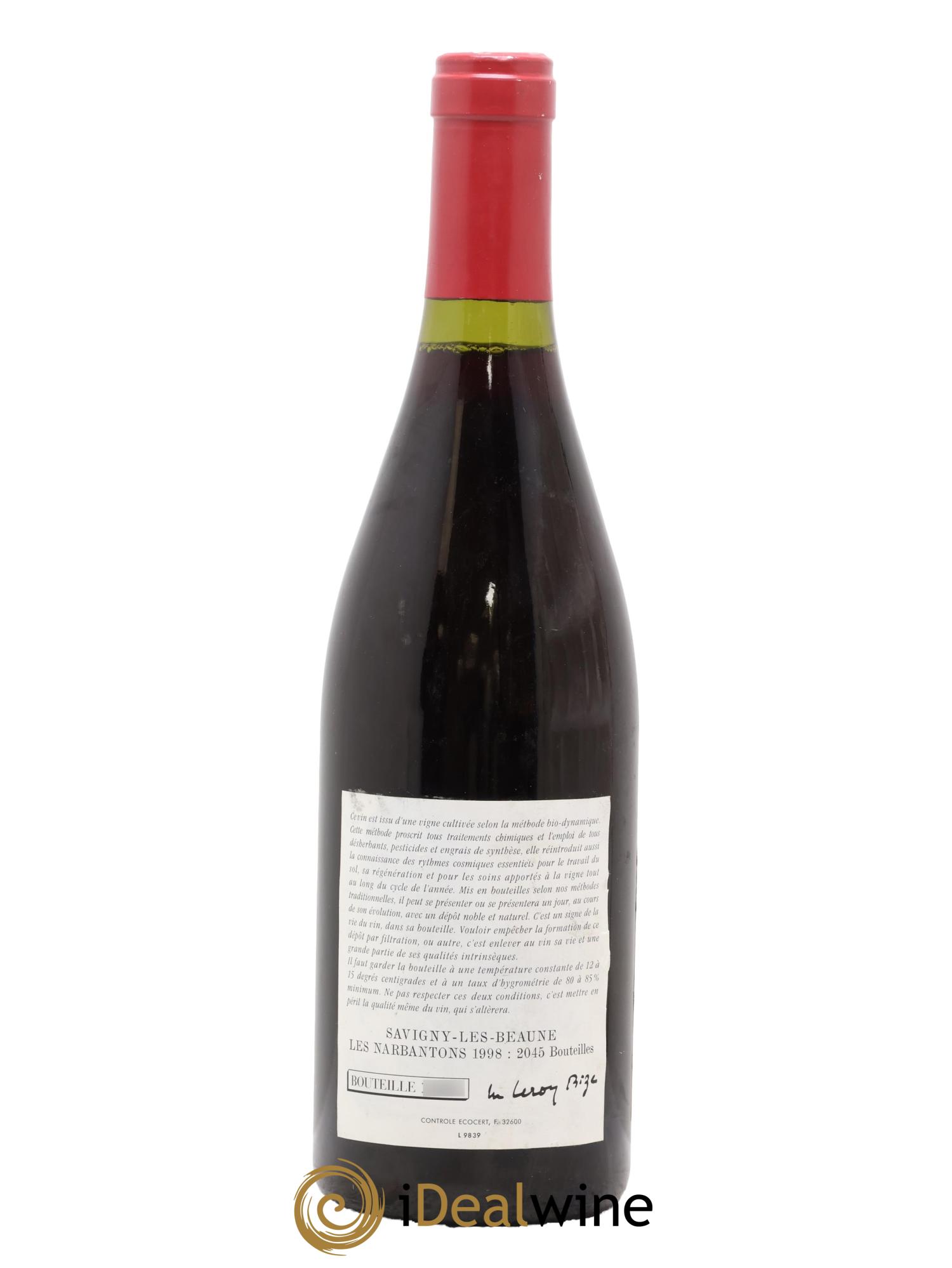 Savigny-lès-Beaune 1er Cru Les Narbantons Leroy (Domaine) 1998 - Lot of 1 bottle - 1