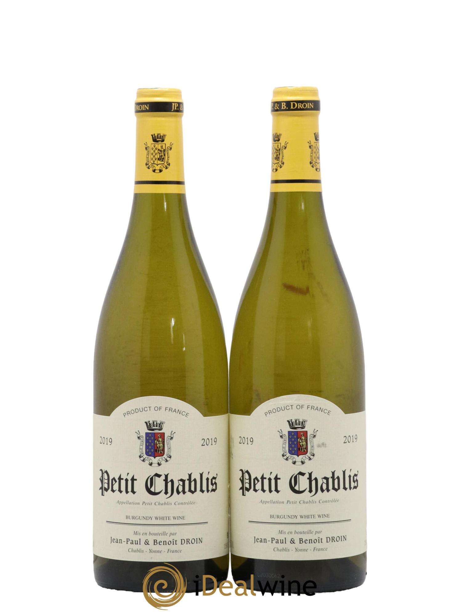 Petit Chablis Jean-Paul & Benoît Droin (Domaine) 2019 - Lot of 2 bottles - 0