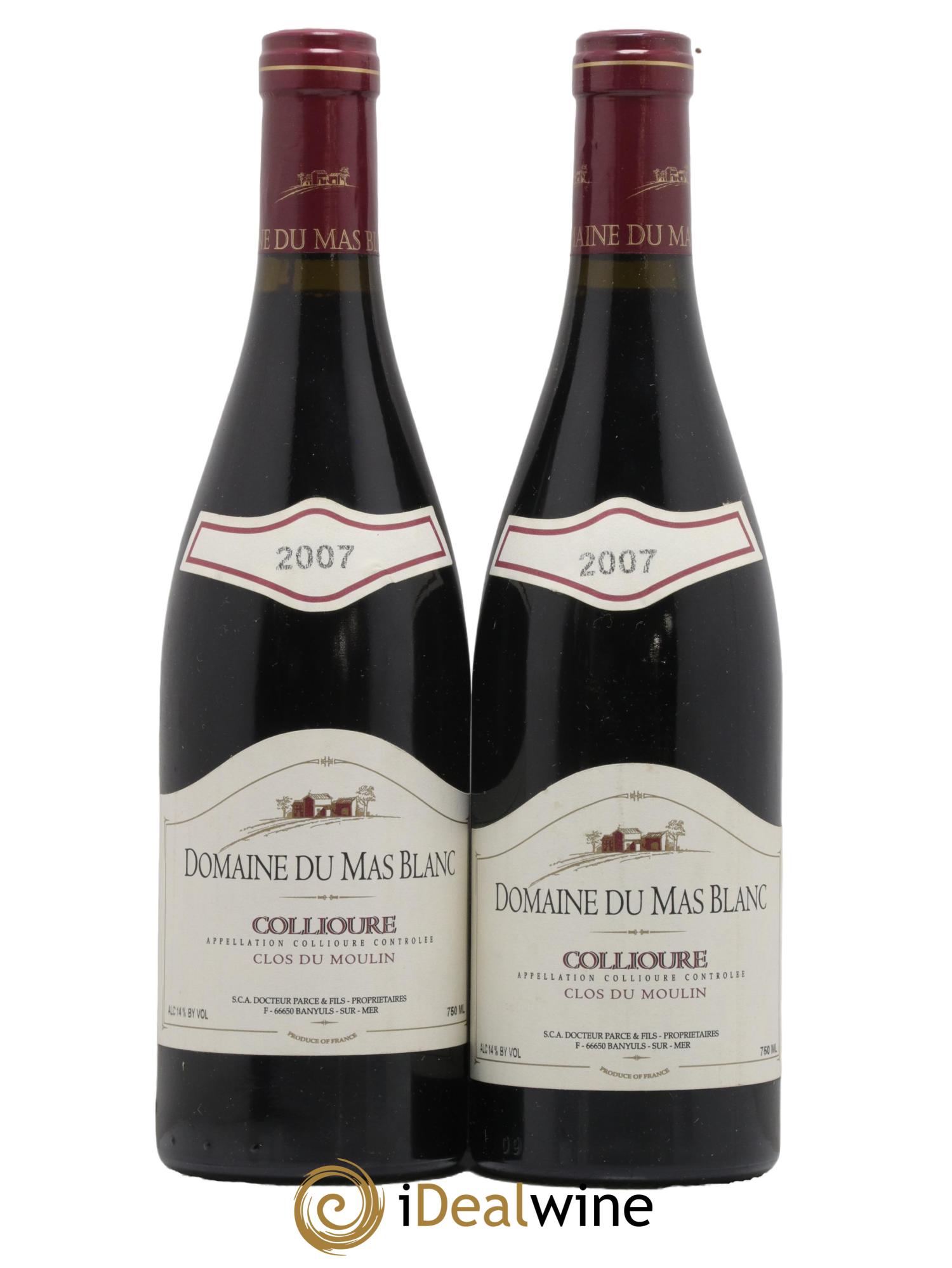 Collioure Clos du Moulin Domaine du Mas Blanc 2007 - Lot de 2 bouteilles - 0