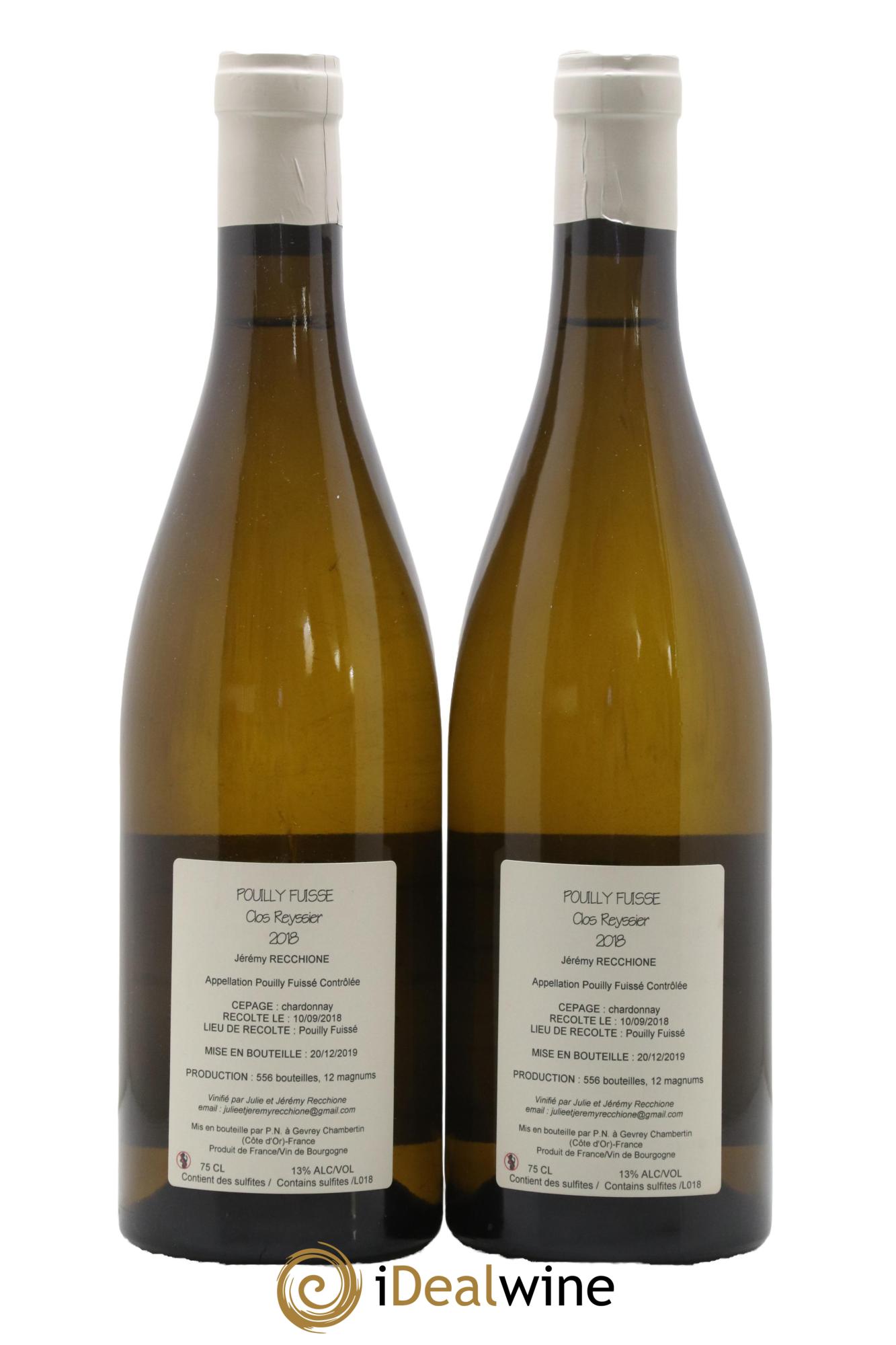 Pouilly-Fuissé Clos Reyssier Jérémy Recchione 2018 - Posten von 2 Flaschen - 1