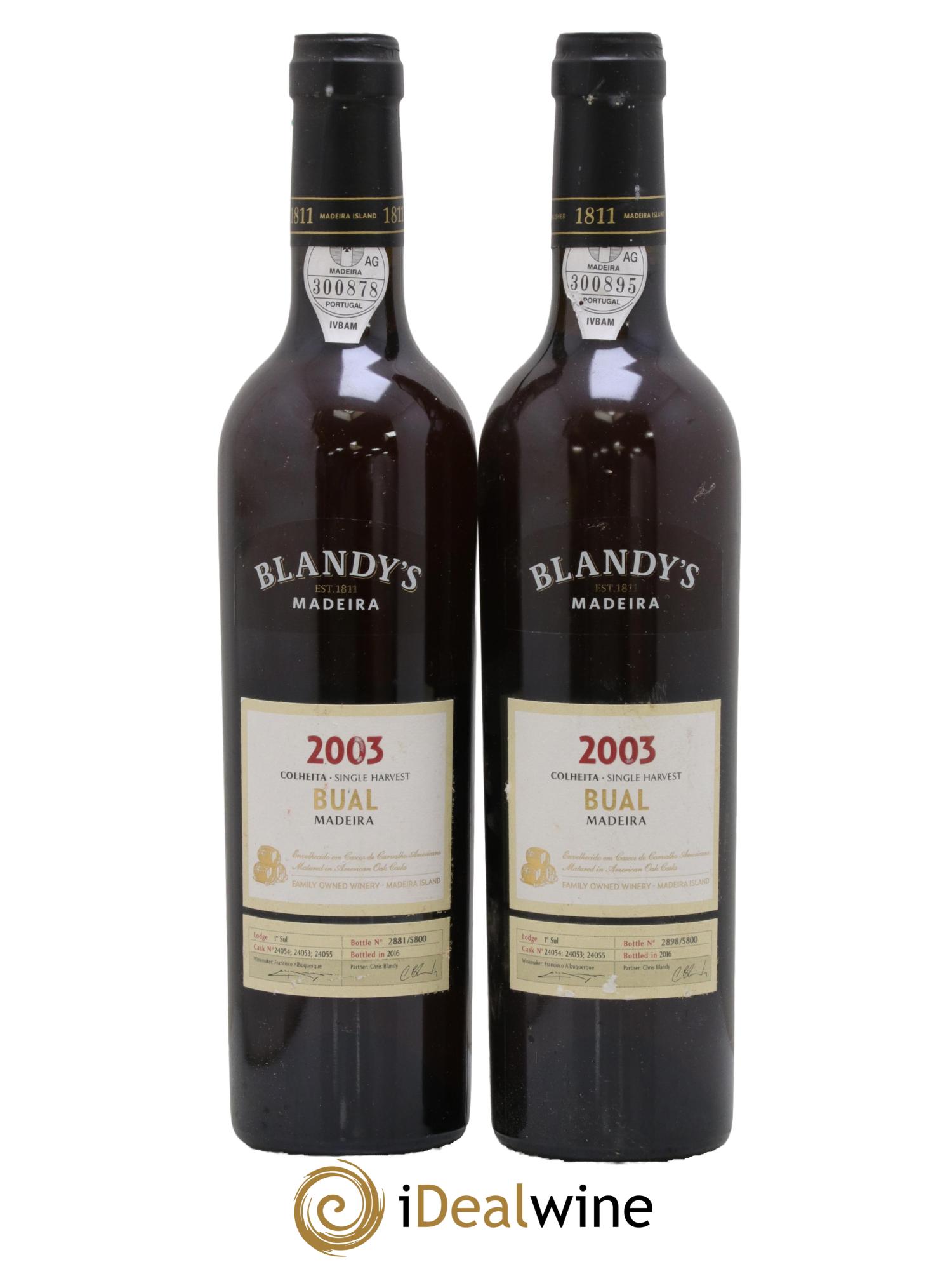 Portugal Madeira Blandy's Bual 2003 - Lot de 2 format 50cls - 0