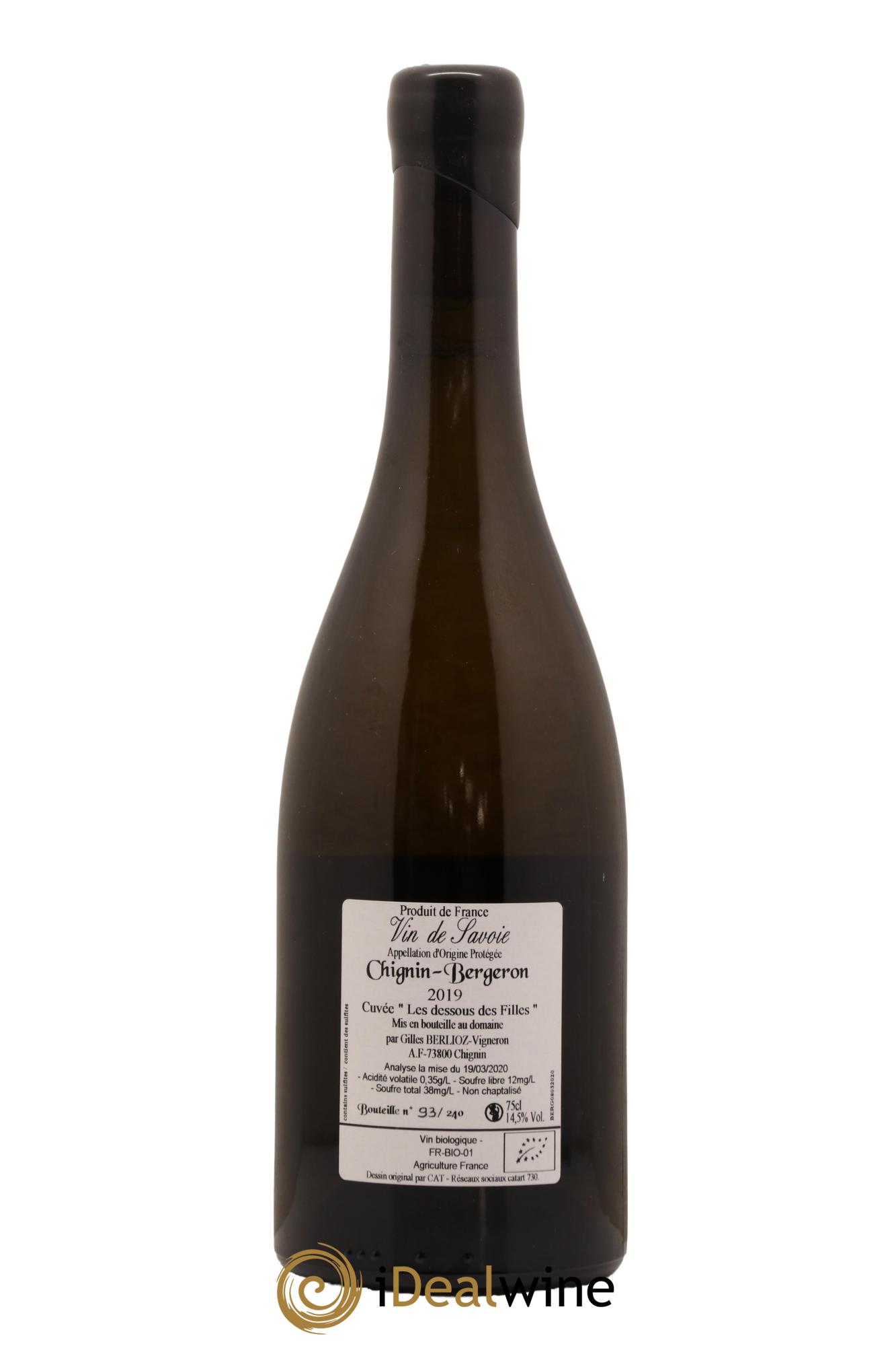 Vin de Savoie Chignin Bergeron Les Dessous des Filles Gilles Berlioz 2019 - Lot de 1 bouteille - 1