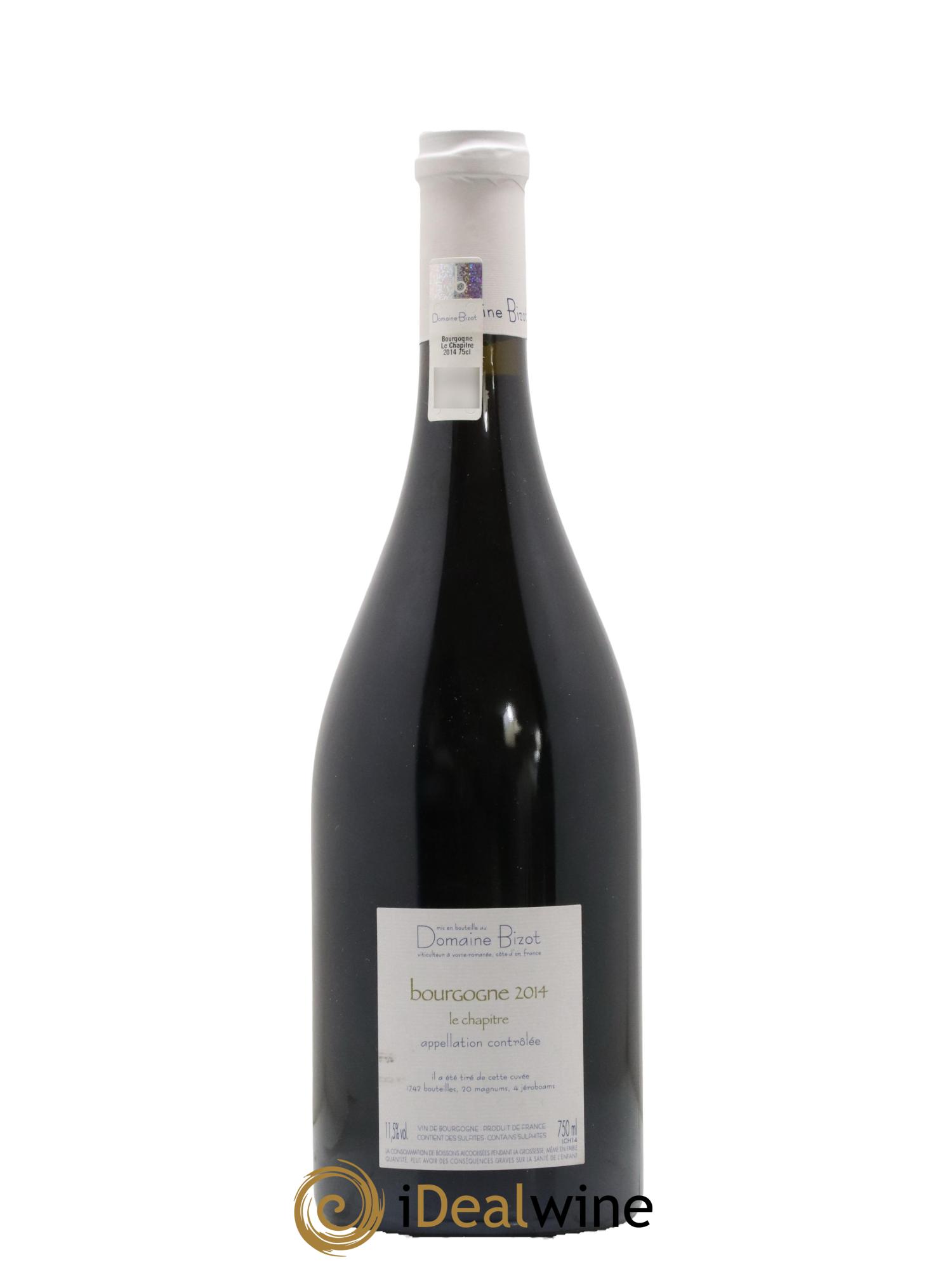 Bourgogne Le Chapitre Bizot (Domaine) 2014 - Lot of 1 bottle - 1