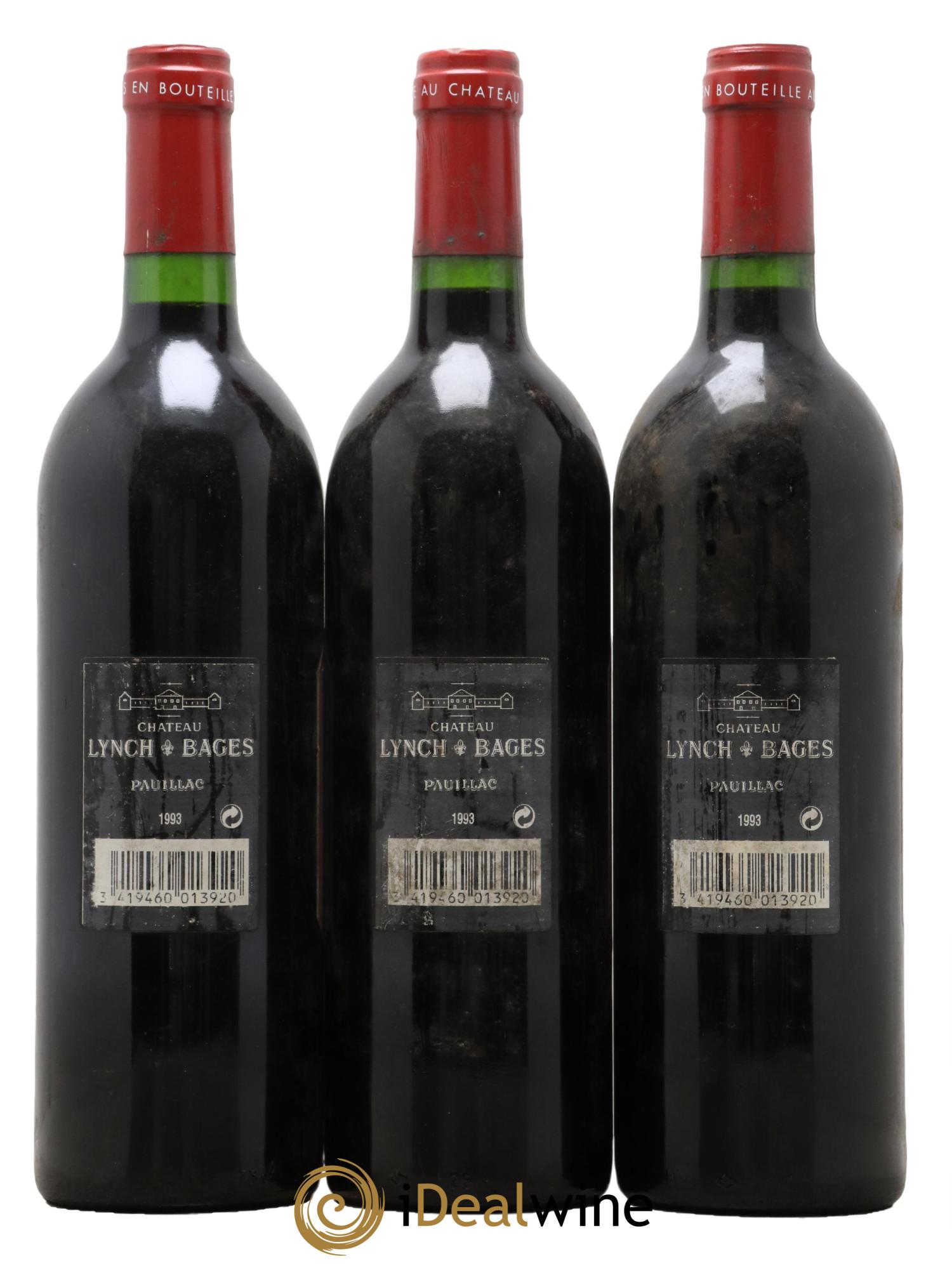 Château Lynch Bages 5ème Grand Cru Classé 1993 - Lot de 3 bouteilles - 1