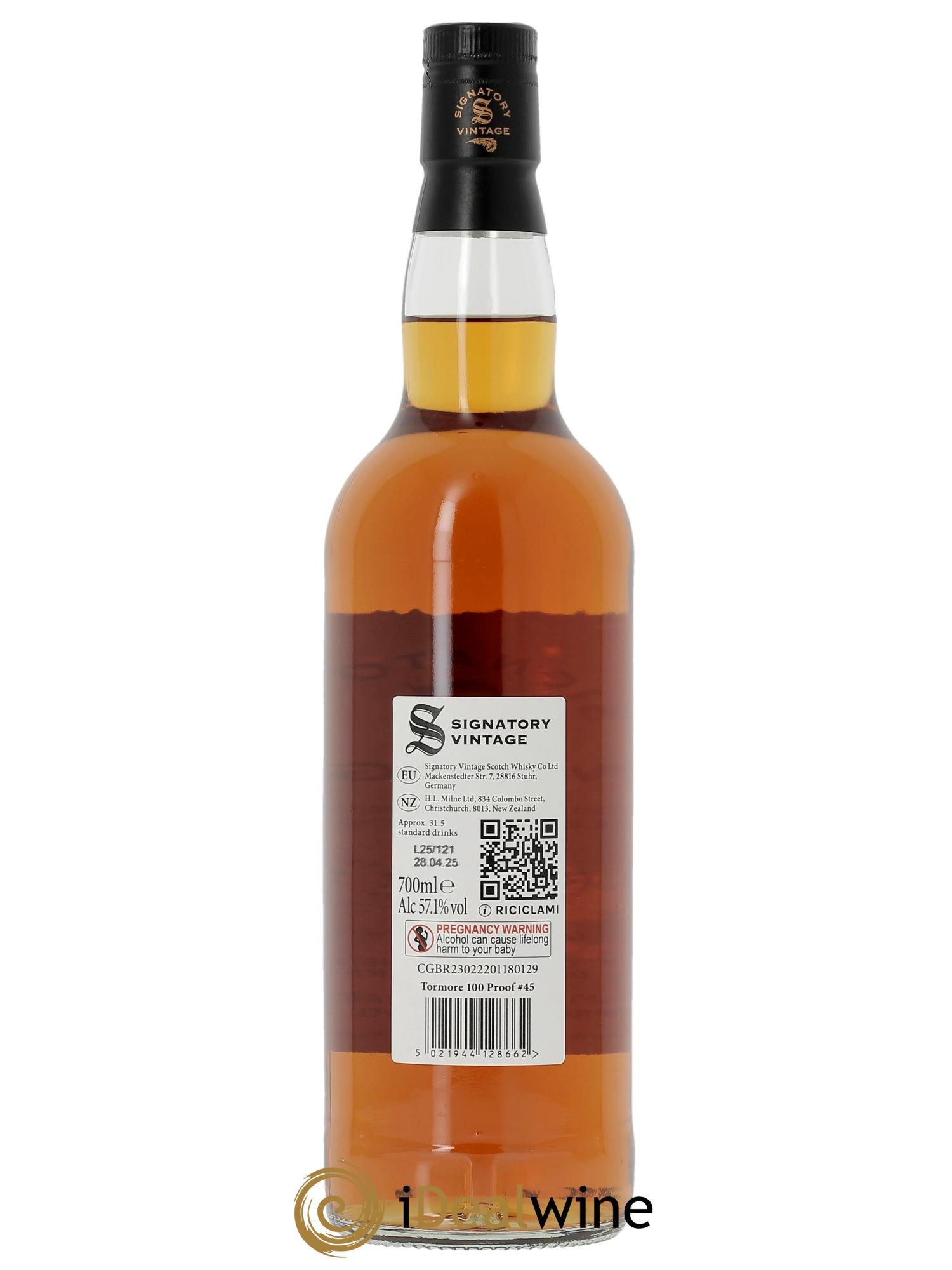 Whisky Tormore 9 ans 2015 1st Fill Oloroso Sherry Butts 100 Proof Signatory Vintage - Lot de 1 bouteille - 1