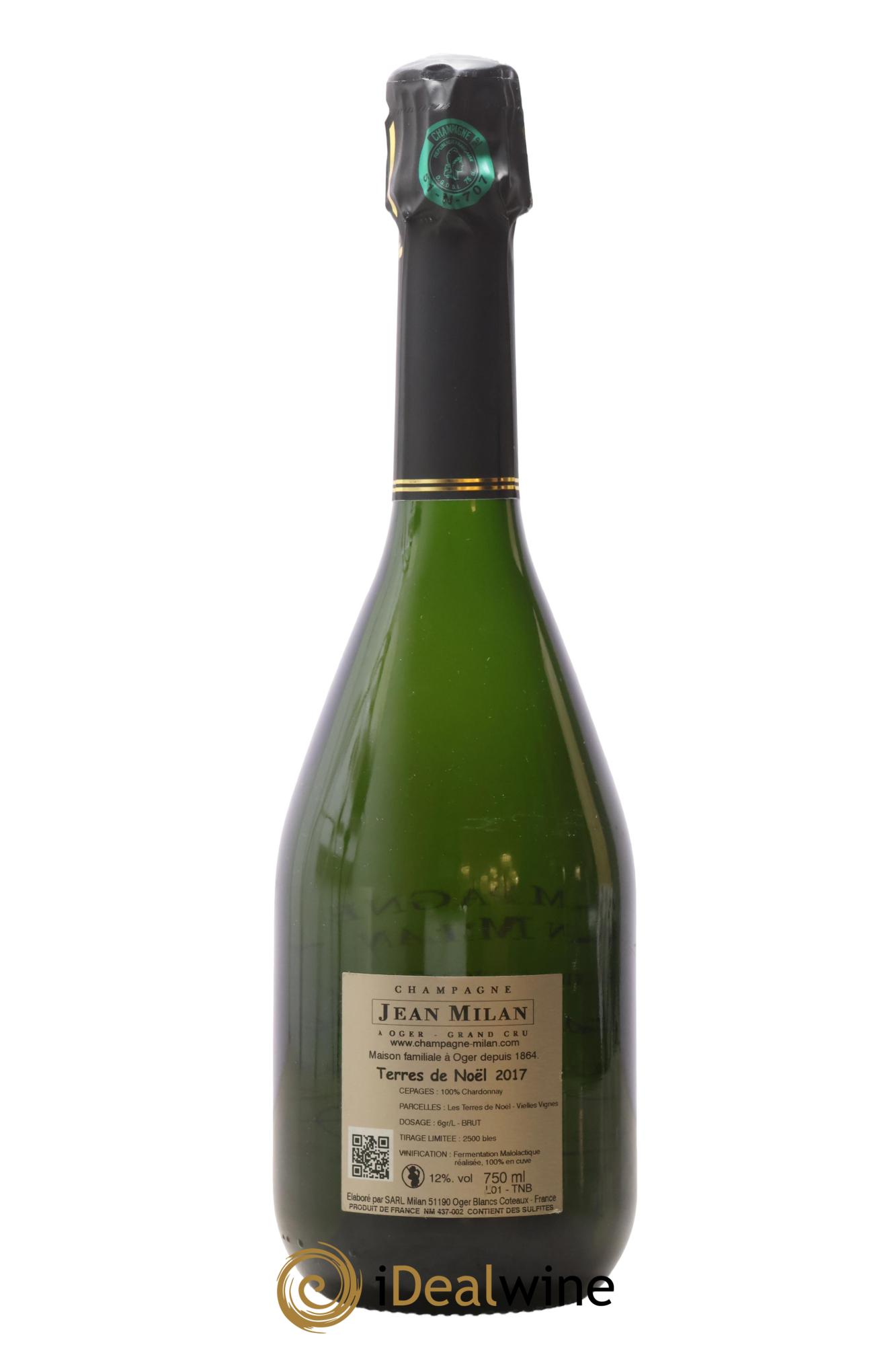 Champagne Terres De Noël Bland De Blancs Vieilles Vignes Jean Milan 2017 - Posten von 1 Flasche - 1