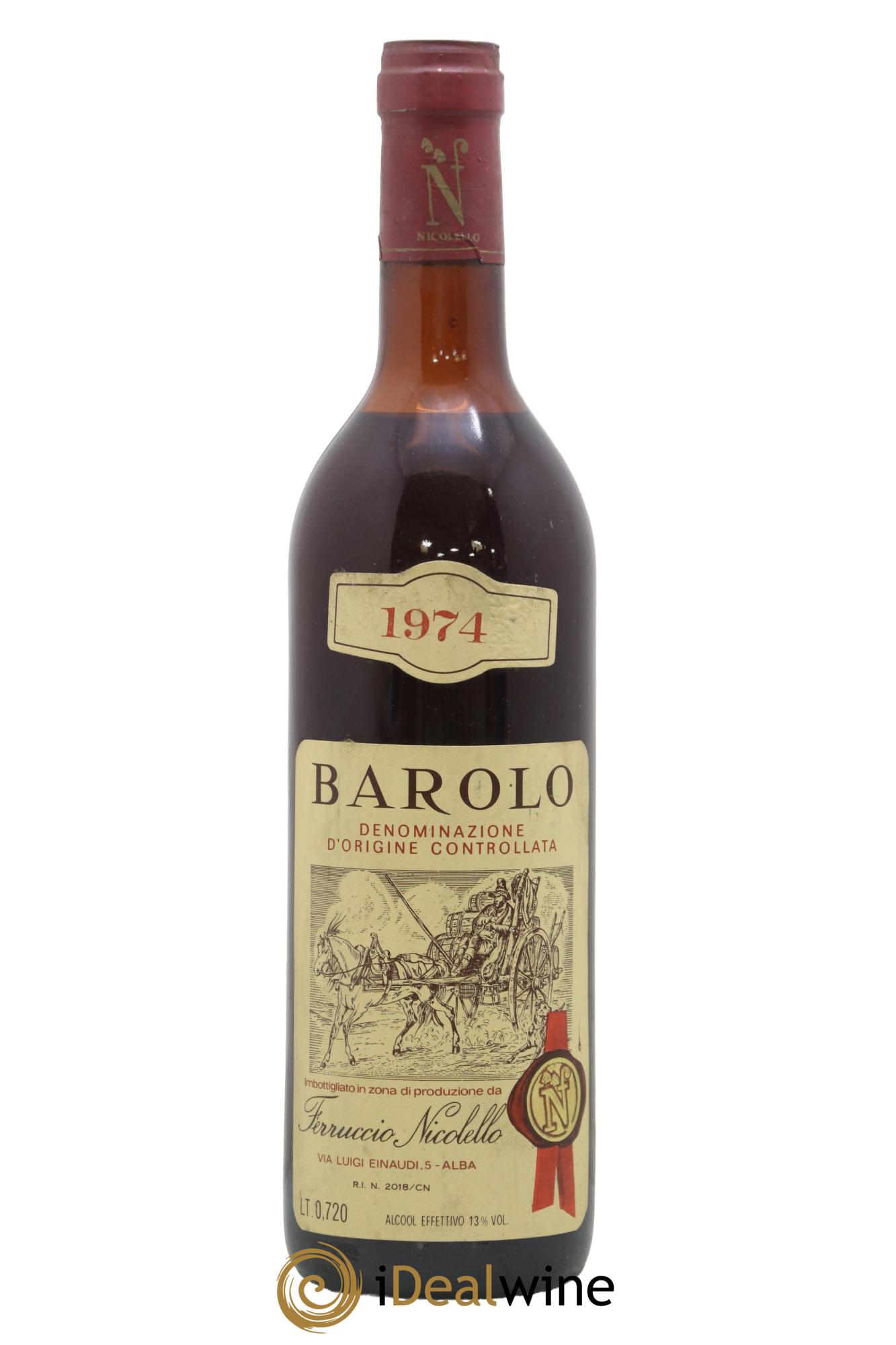 Barolo Ferruccio Nicolello 1974 - Lot de 1 bouteille - 0