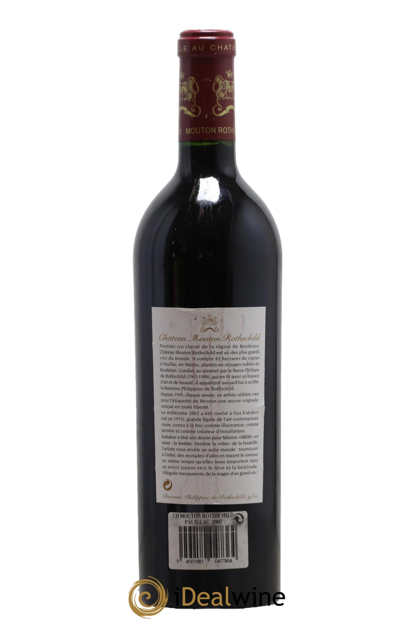 Château Mouton Rothschild 1er Grand Cru Classé 2002 - Lot de 1 bouteille - 1