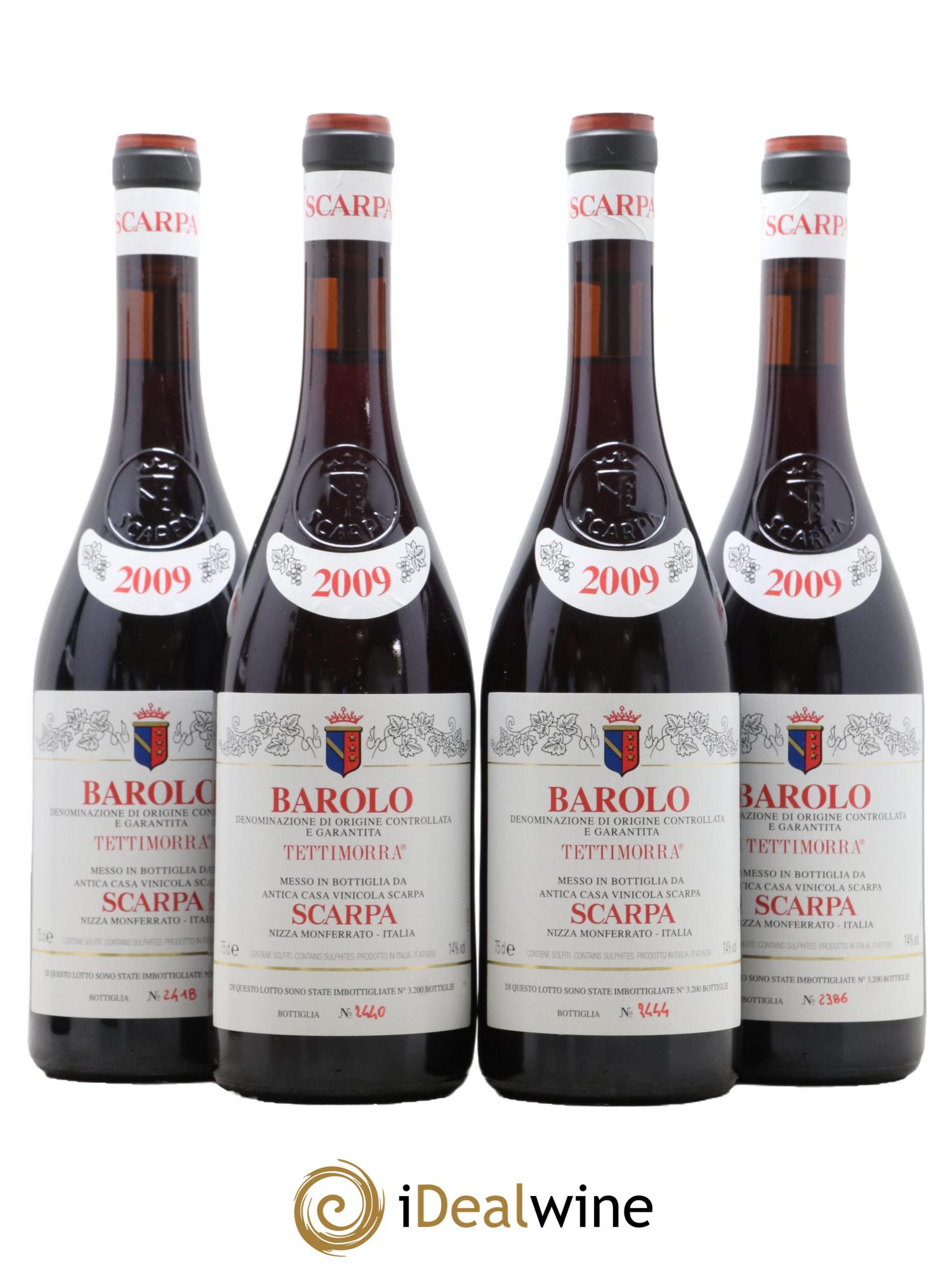 Barolo Tettimorra Scarpa 2009 - Lot de 4 bouteilles - 0