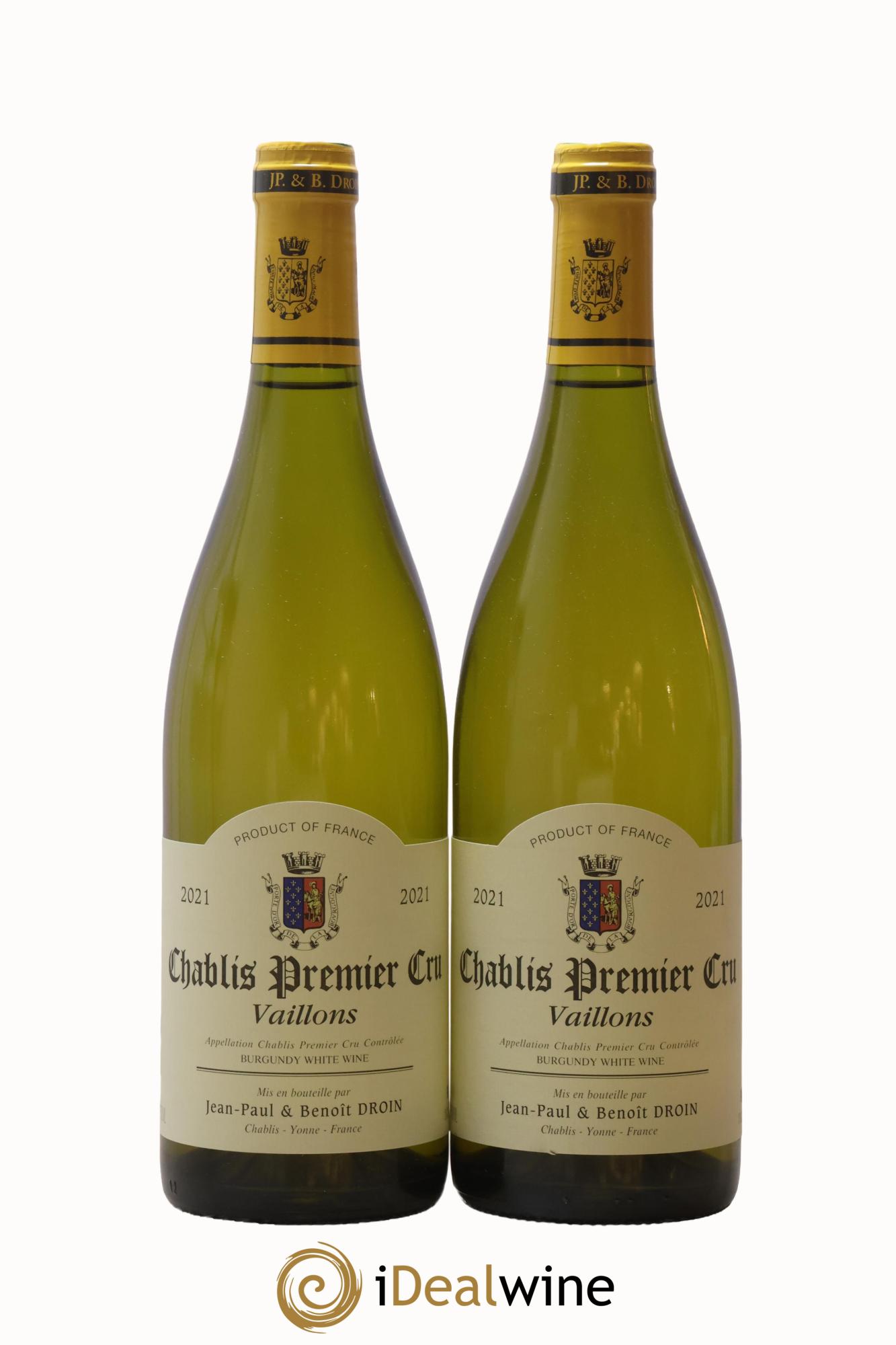 Chablis 1er Cru Vaillons Jean-Paul & Benoît Droin (Domaine) 2021 - Lotto di 2 bottiglie - 0