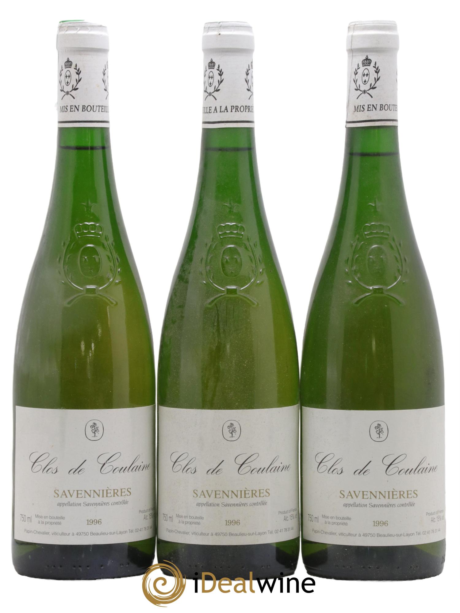 Savennières Clos de Coulaine 1996 - Lot of 3 bottles - 0