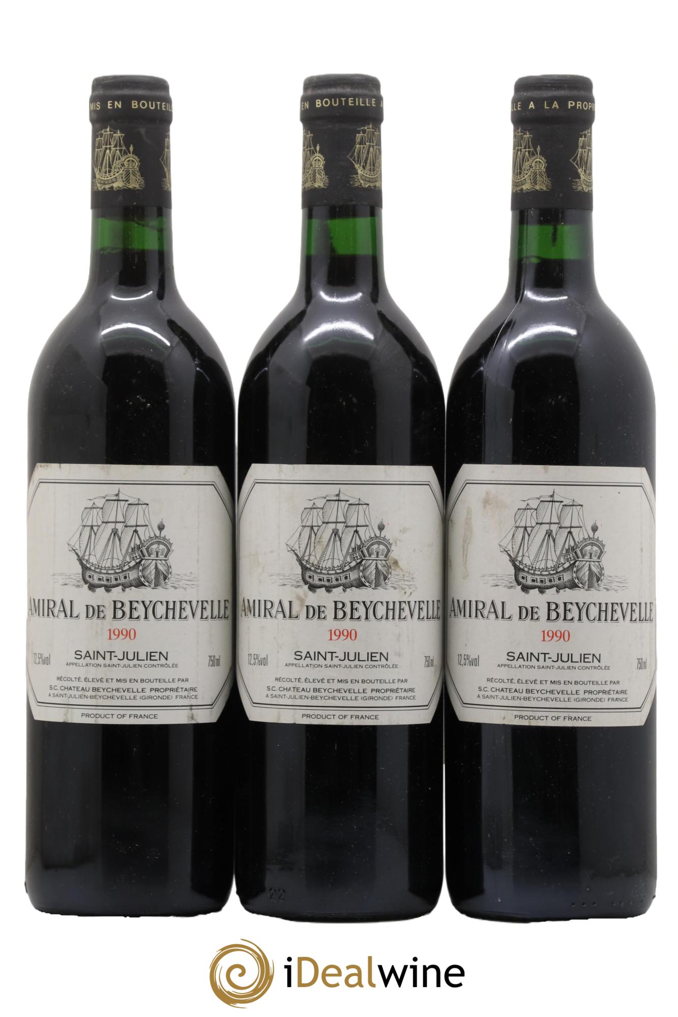 Amiral de Beychevelle Second Vin 1990 - Lot of 3 bottles - 0