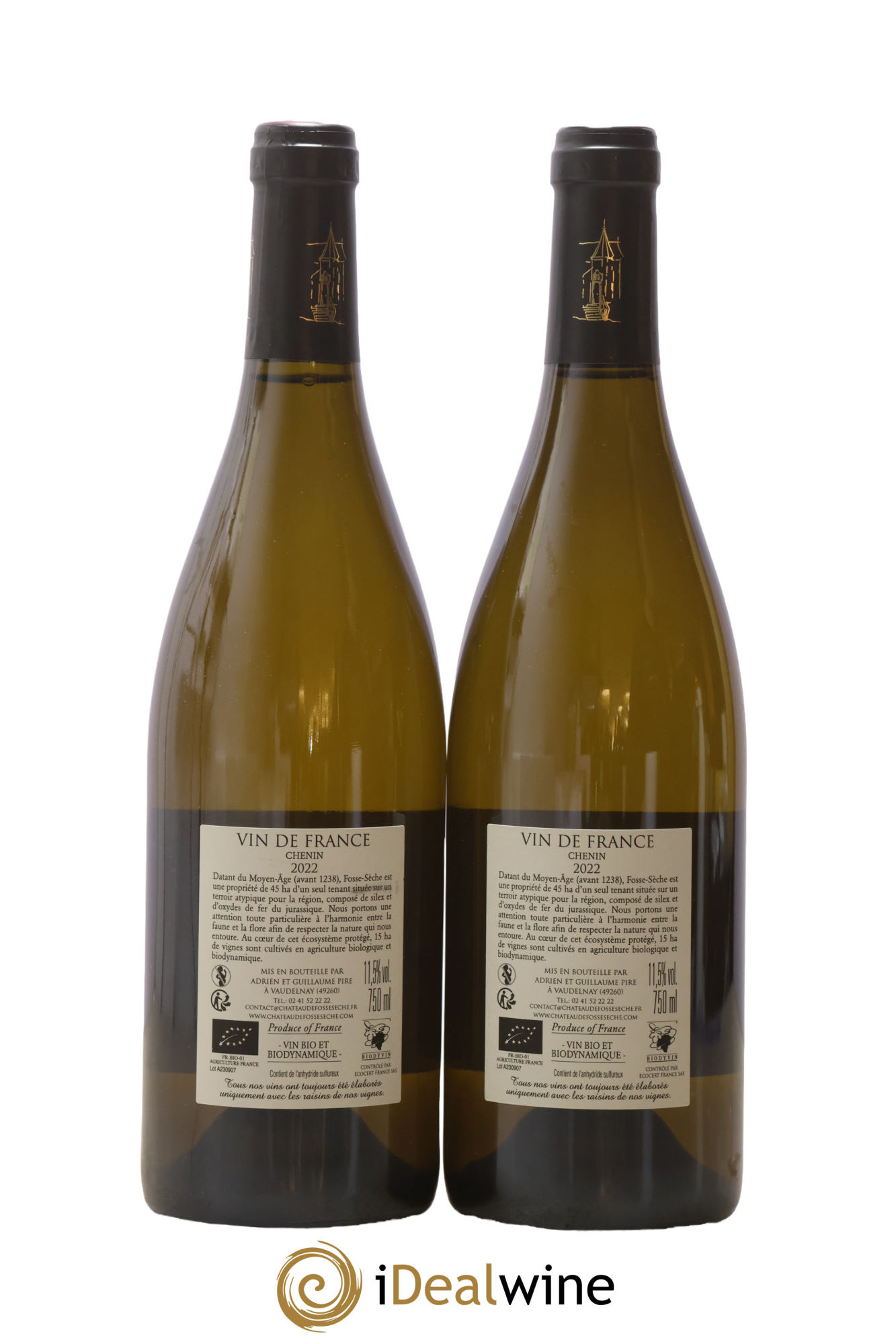 Vin de France Chenin Fosse-Sèche Arcane Adrien Et Guillaume Pire 2022 - Lot of 2 bottles - 1