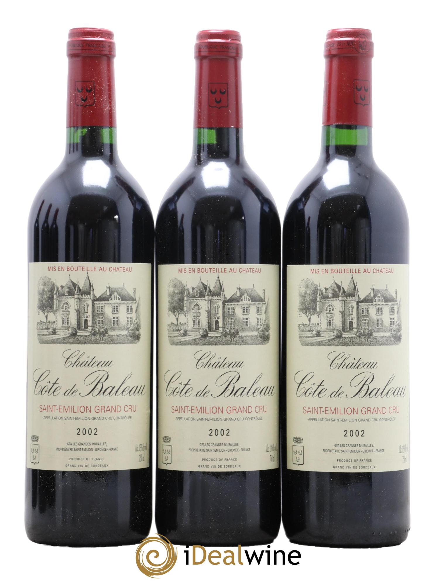 Château Côte de Baleau Grand Cru Classé 2002 - Lot de 6 bouteilles - 1