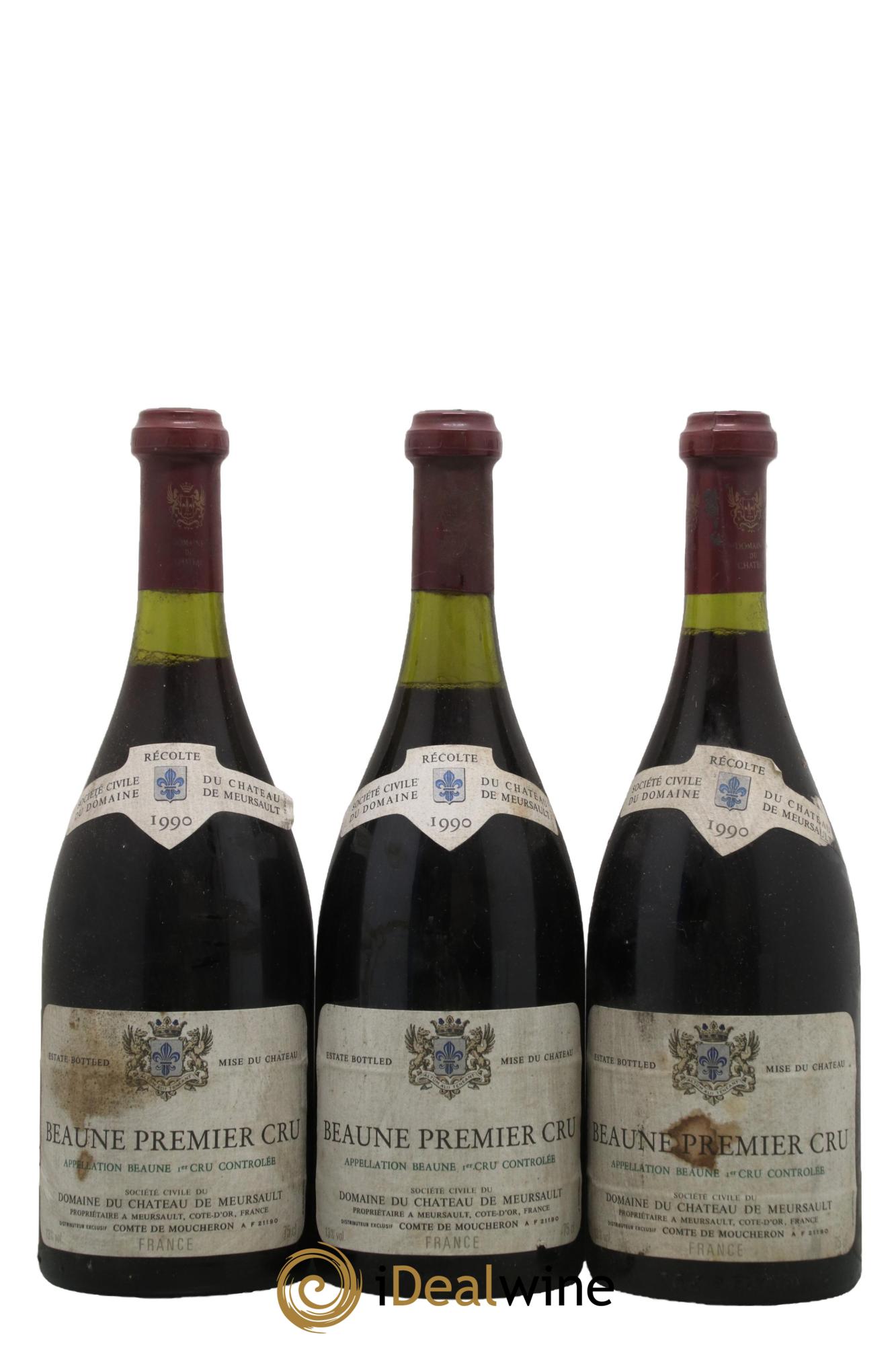 Beaune 1er Cru Château de Meursault 1990 - Lot of 3 bottles - 0