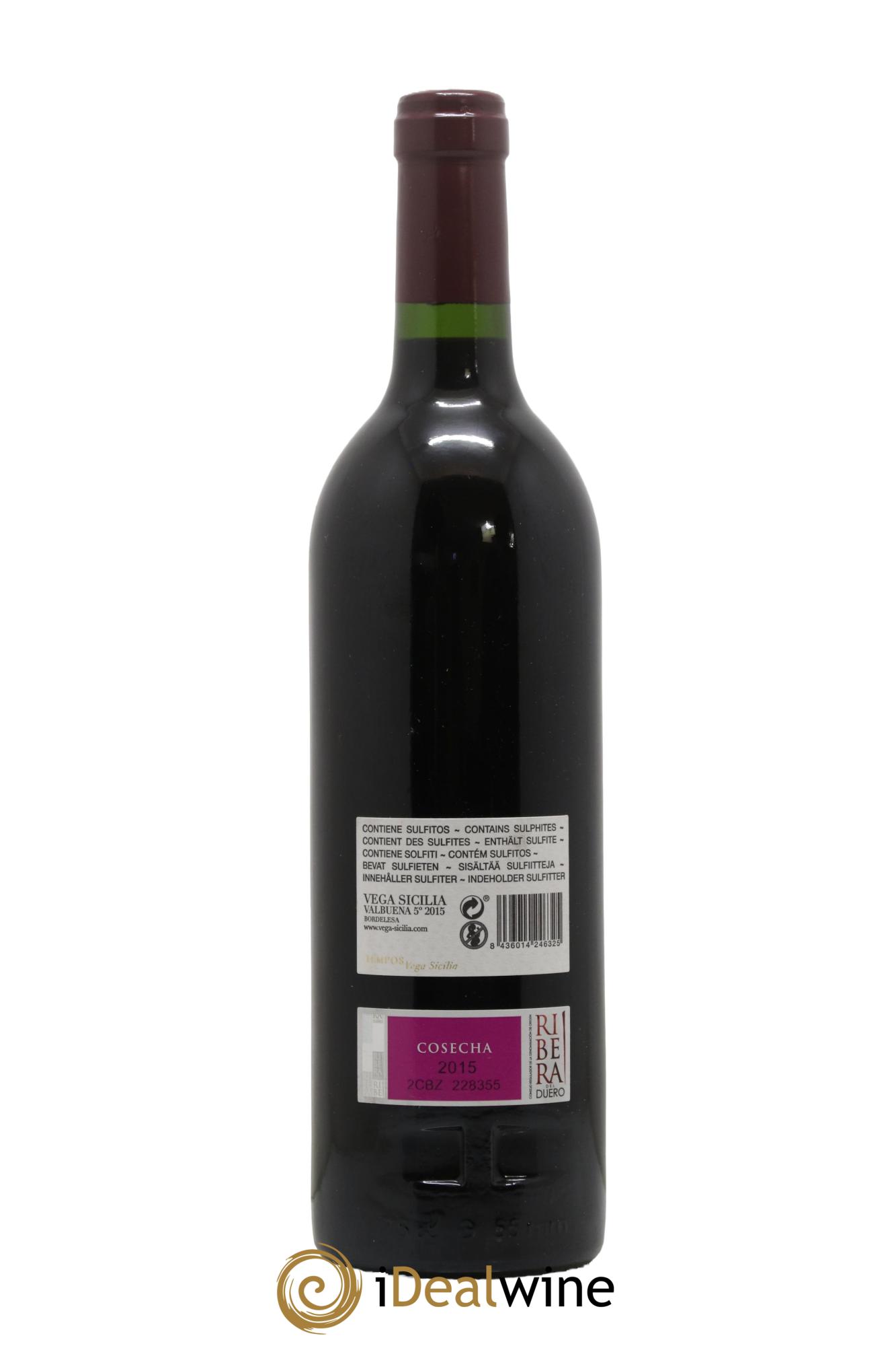 Ribera Del Duero DO Vega Sicilia Valbuena 5 ano Famille Alvarez 2015 - Lot de 1 bouteille - 1