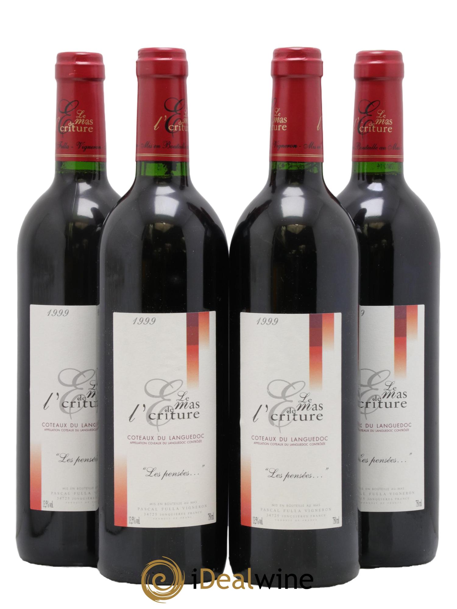 Coteaux du Languedoc Les Pensées Mas De L'Ecriture Fulla 1999 - Lot of 4 bottles - 0
