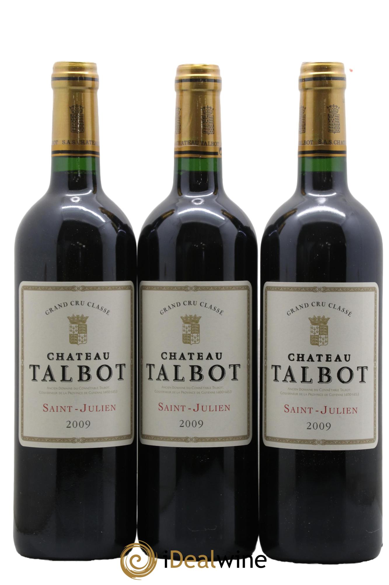 Château Talbot 4ème Grand Cru Classé 2009 - Lotto di 3 bottiglie - 0