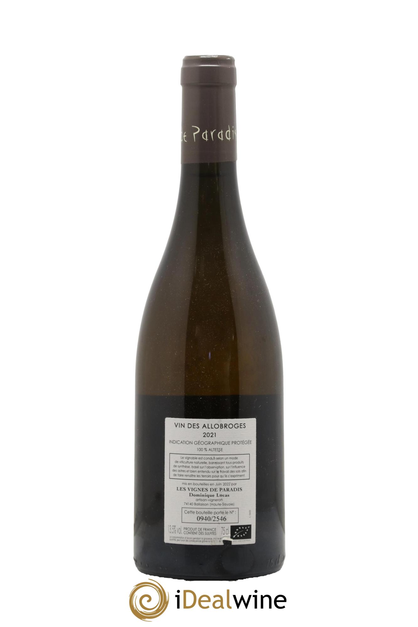IGP Vin des Allobroges Son Altesse Dominique Lucas 2021 - Lot de 1 bouteille - 1
