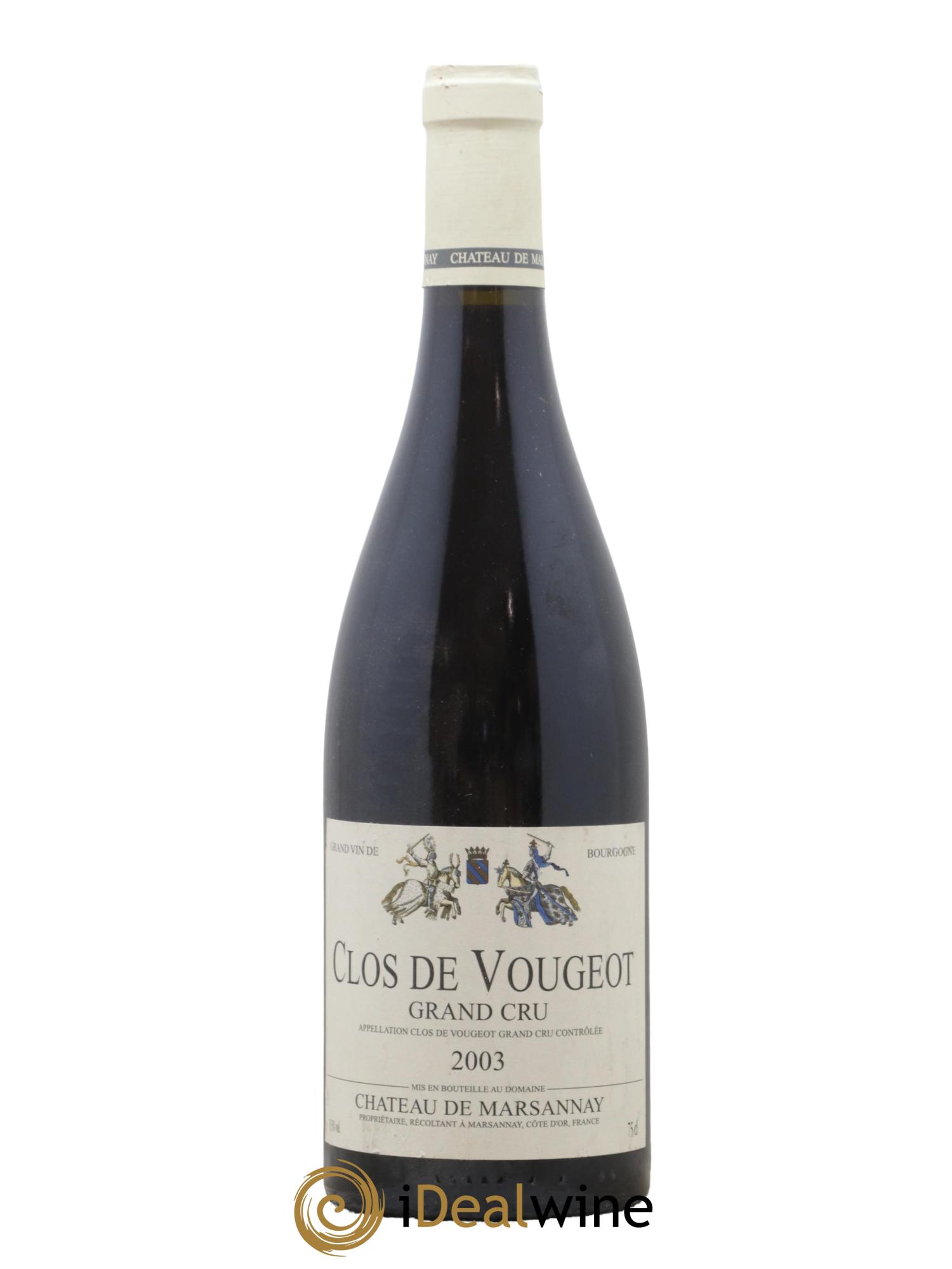 Clos de Vougeot Grand Cru Château de Marsannay 2003 - Lot de 1 bouteille - 0