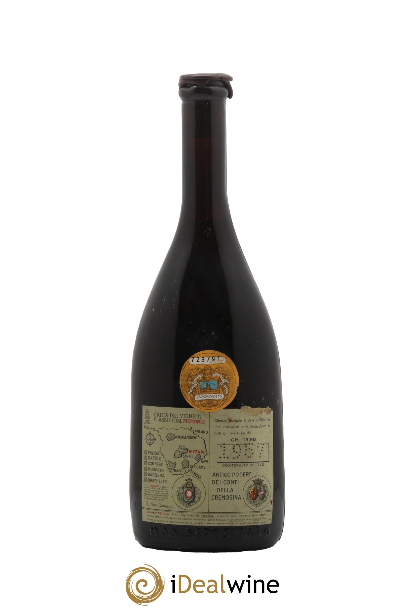 Barbaresco DOCG Riserva Cremosina Bersano 1957 - Posten von 1 Flasche - 1