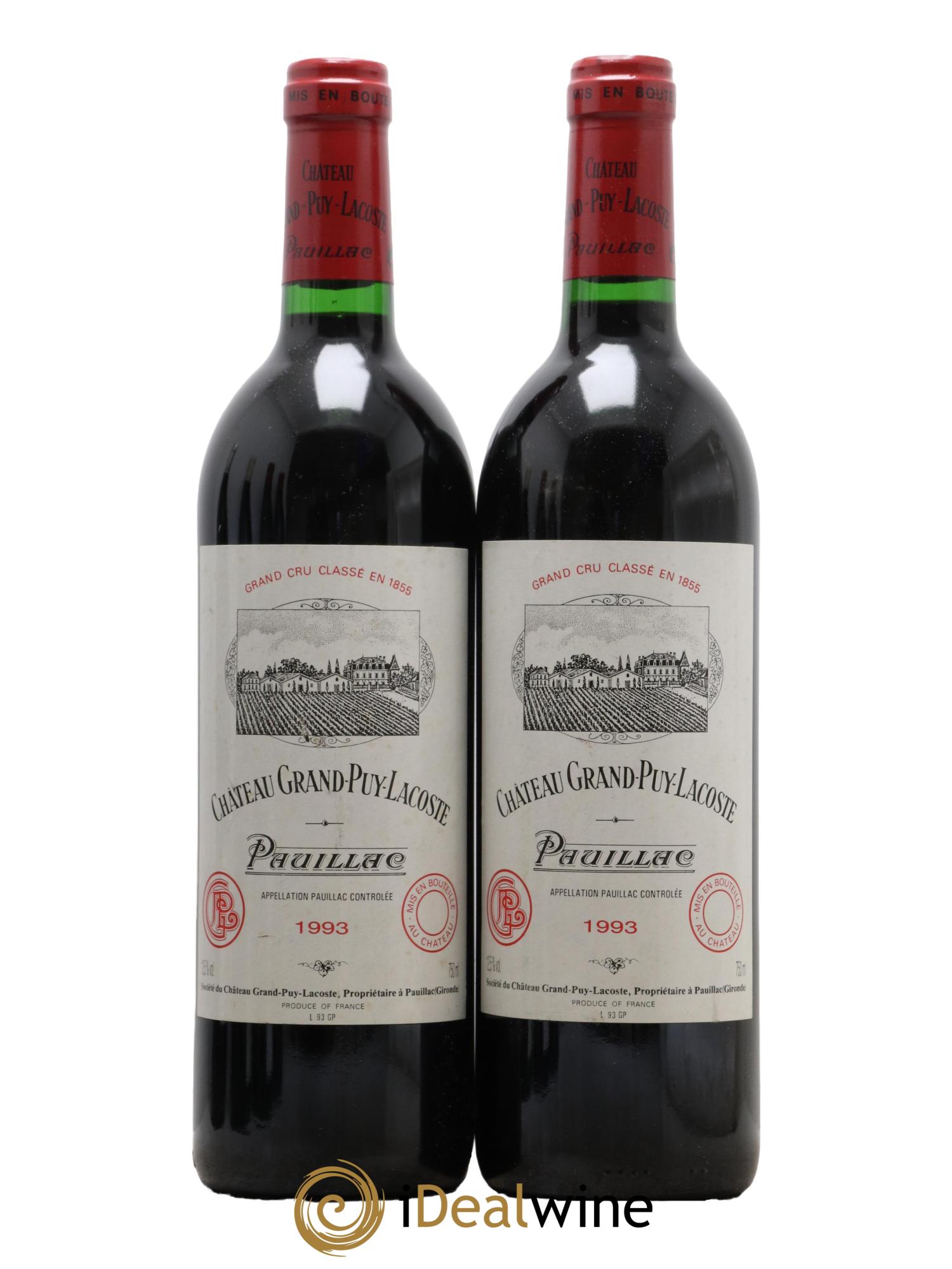 Château Grand Puy Lacoste 5ème Grand Cru Classé 1993 - Lot de 2 bouteilles - 0