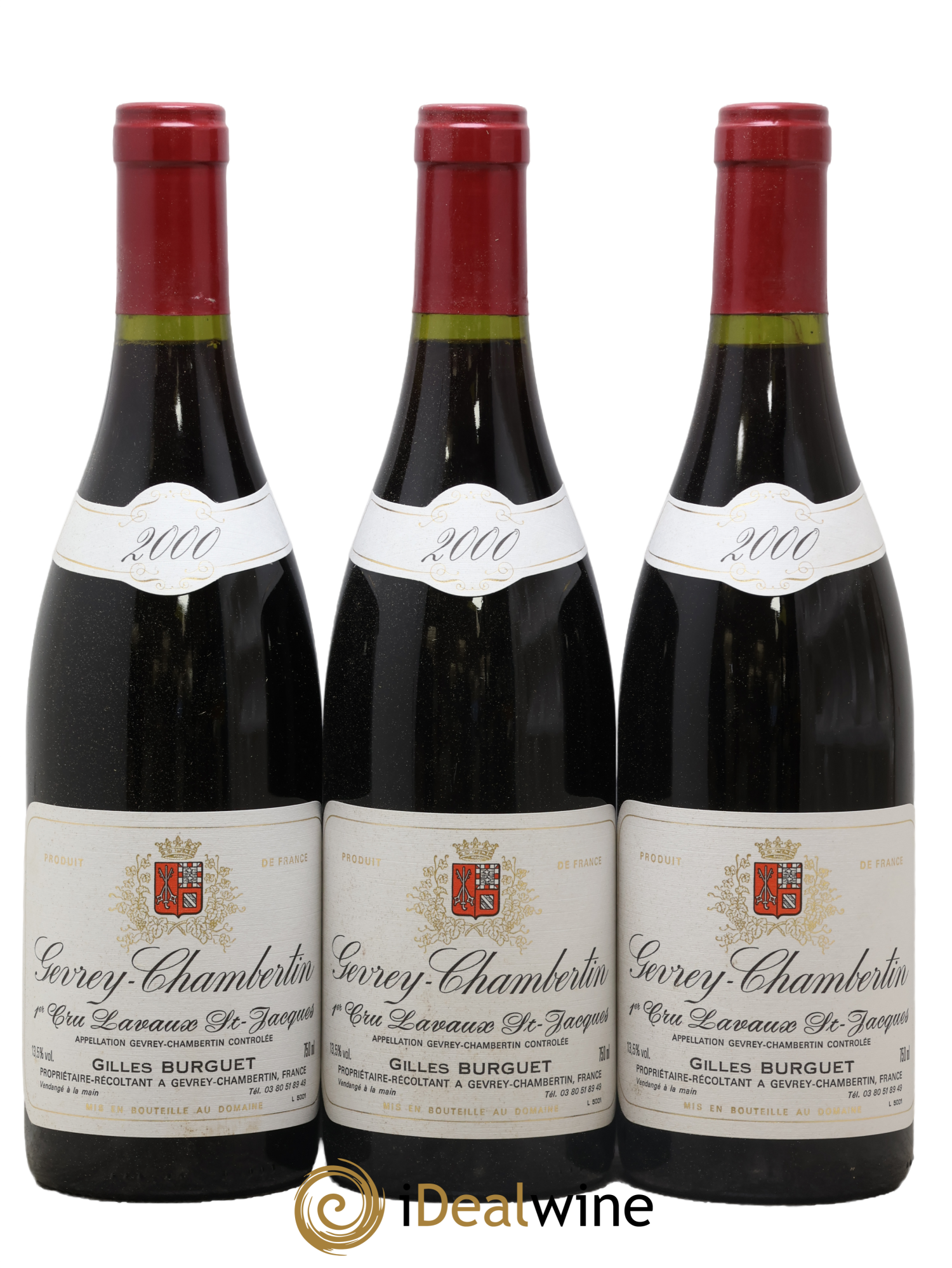 Gevrey-Chambertin 1er Cru Lavaux Saint Jacques Gilles Burguet 2000 - Lot of 3 bottles - 0