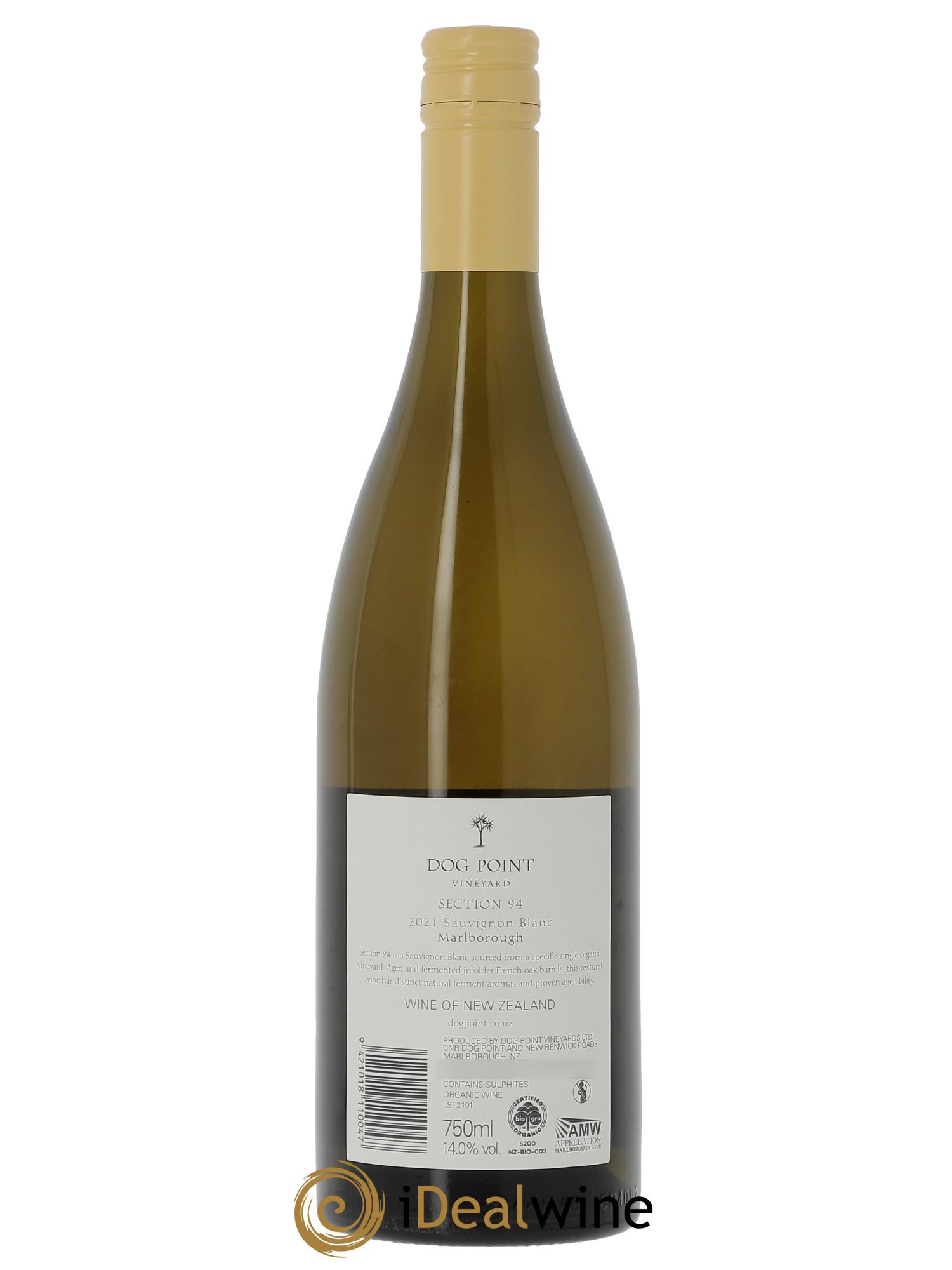 Marlborough Dog Point Section 94 Sauvignon Blanc 2021 - Lot de 1 bouteille - 1