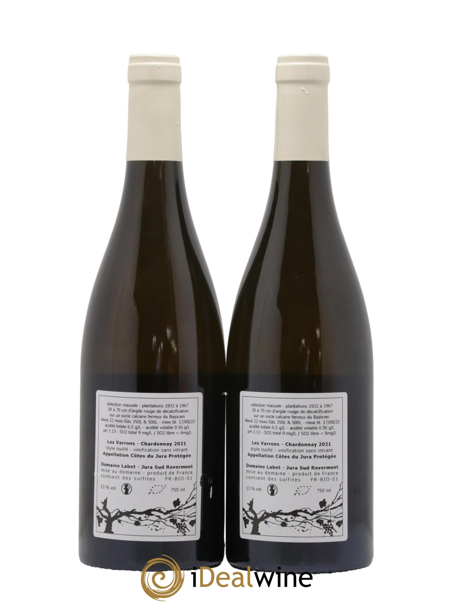 Côtes du Jura Chardonnay Les Varrons Romain - Julien - Charline Labet 2021 - Lot de 2 bouteilles - 1