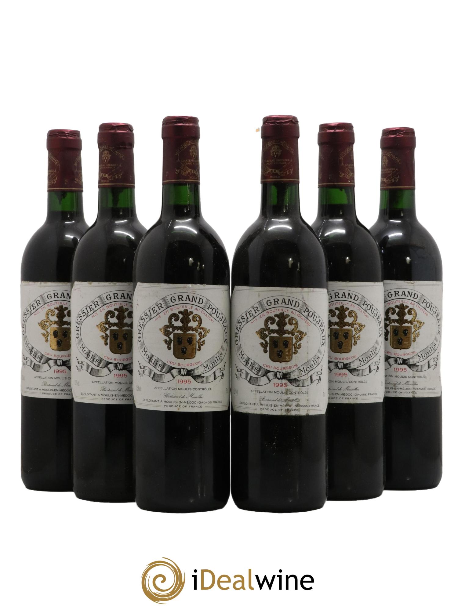 Château Gressier Grand Poujeaux Cru Bourgeois 1995 - Lot de 6 bouteilles - 0