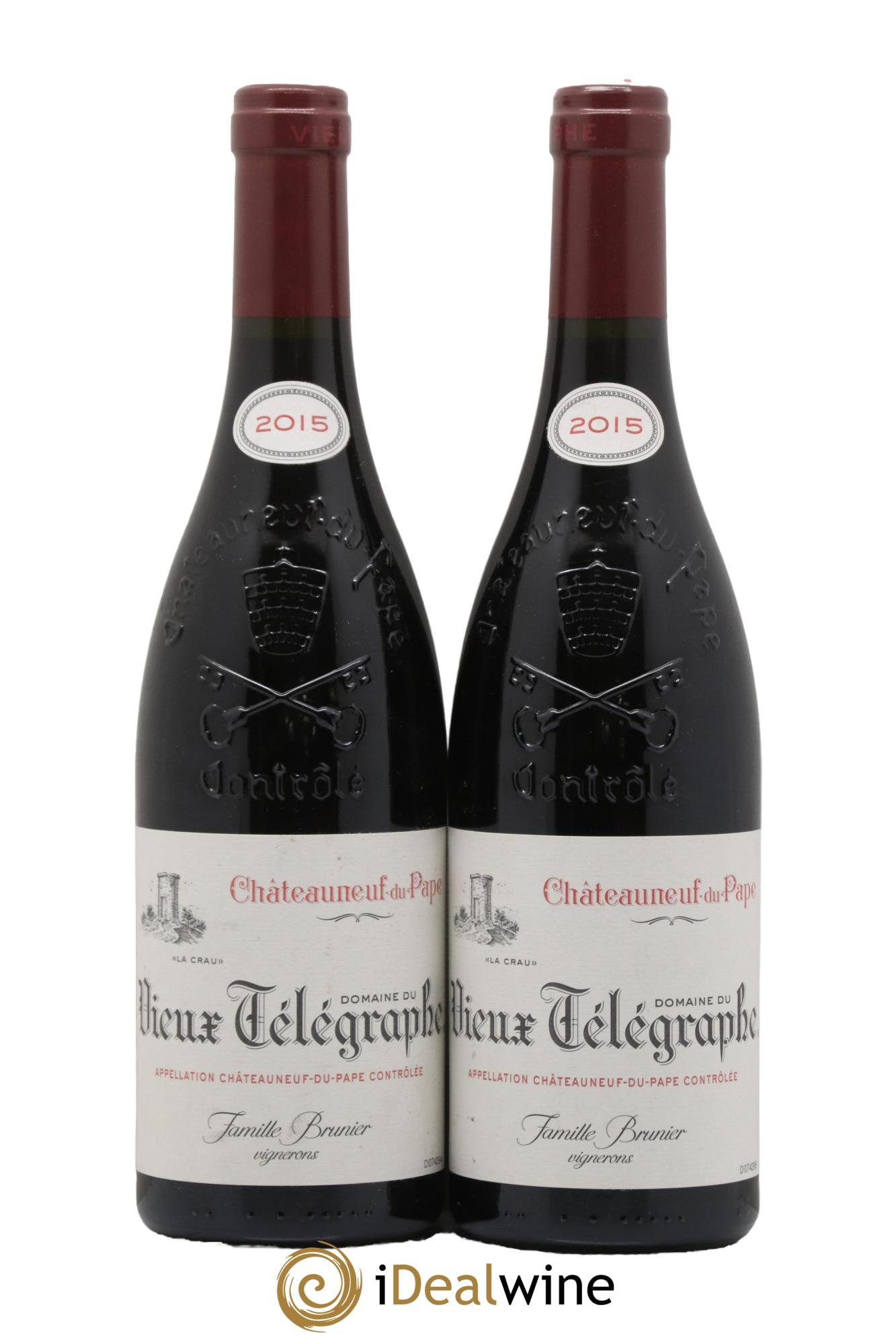 Châteauneuf-du-Pape Vieux Télégraphe (Domaine du) Vignobles Brunier 2015 - Lotto di 2 bottiglie - 0