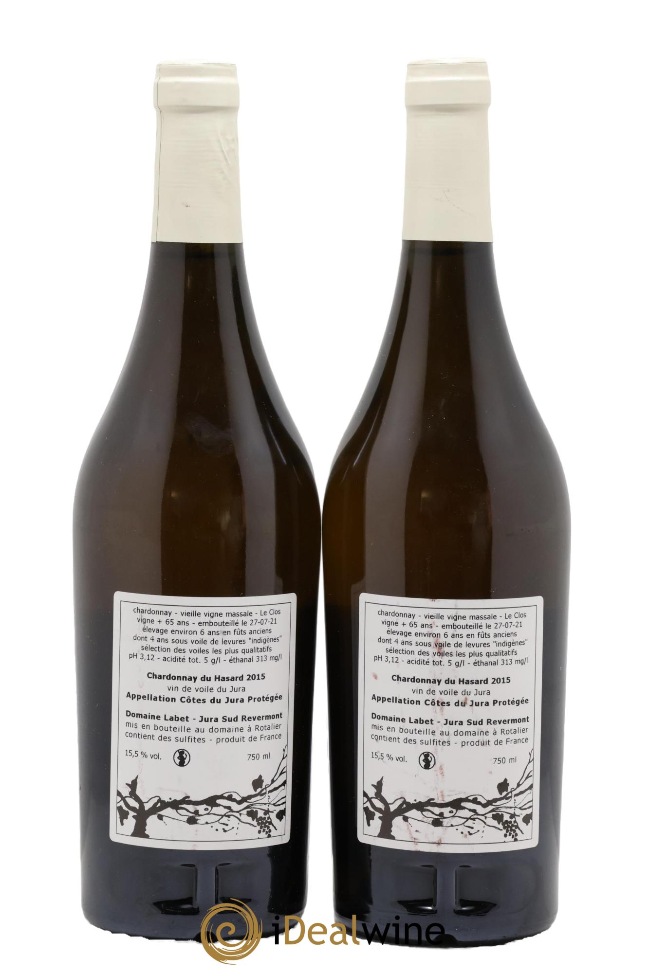 Côtes du Jura Vin de voile Chardonnay du Hasard Romain - Julien - Charline Labet 2015 - Posten von 2 Flaschen - 1