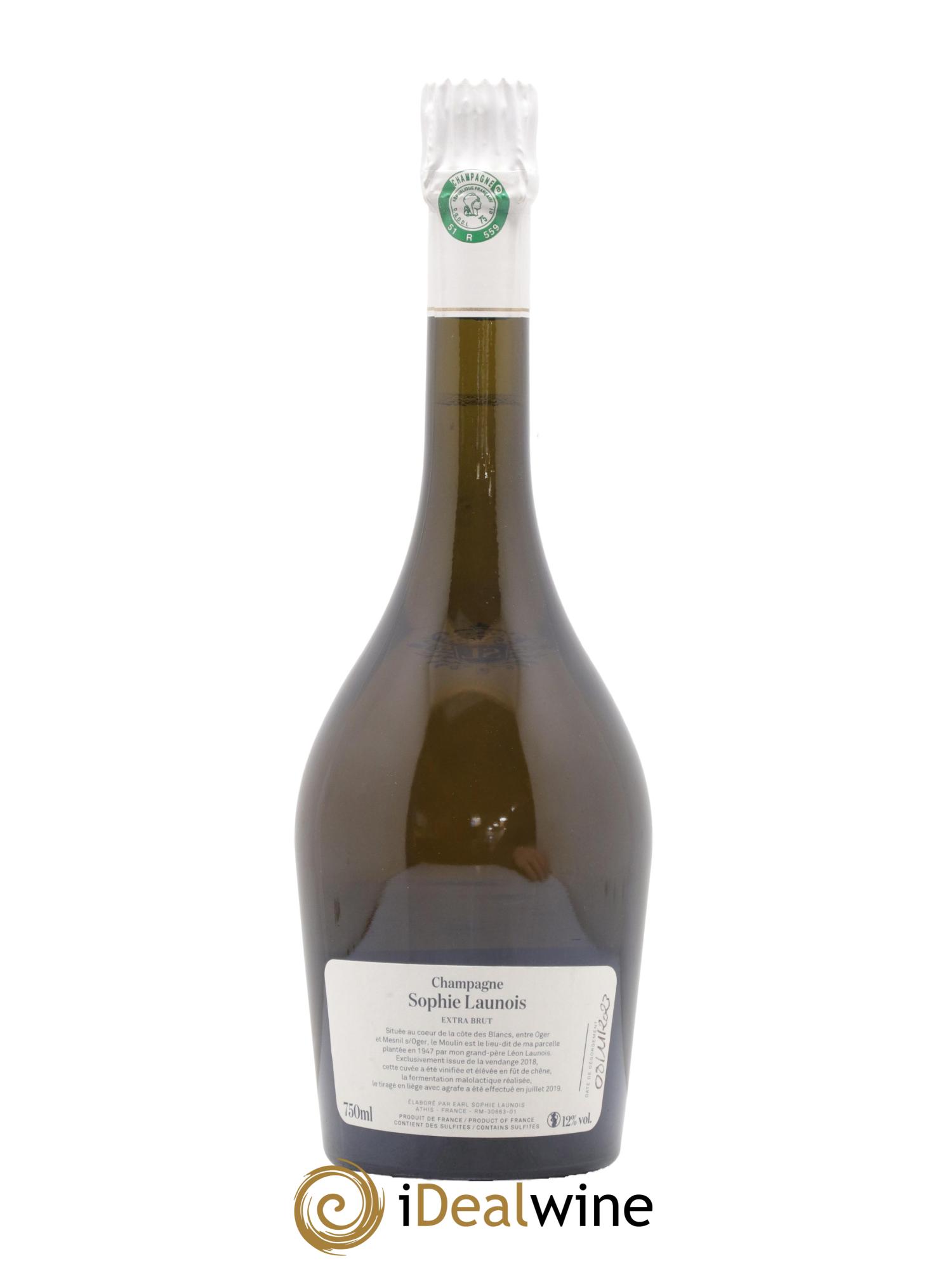 Champagne Grand Cru Le Moulin Sophie Launois 2018 - Lot de 1 bouteille - 1