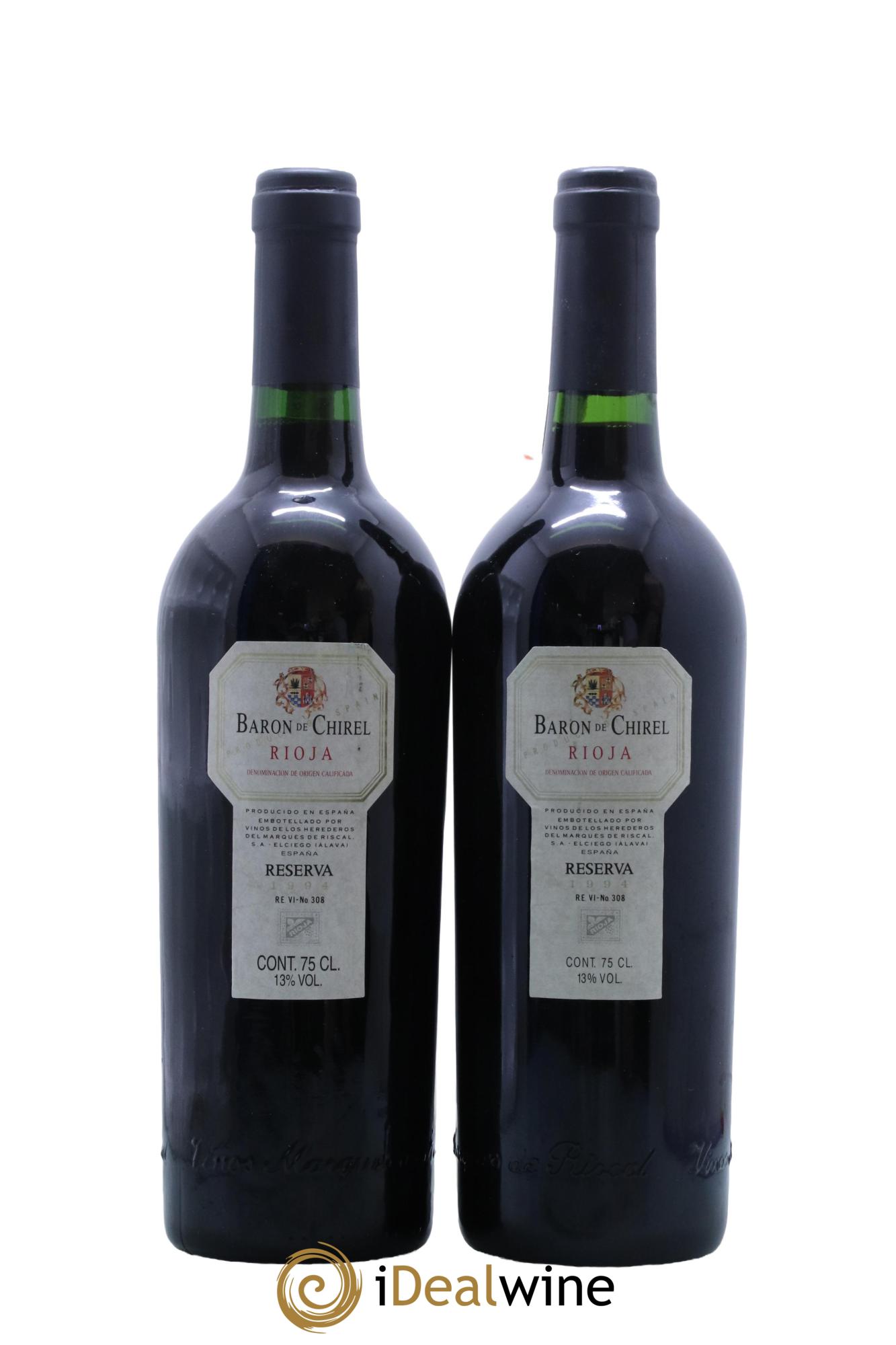 Rioja DOCA Baron De Chirel Reserva 1994 - Posten von 2 Flaschen - 0