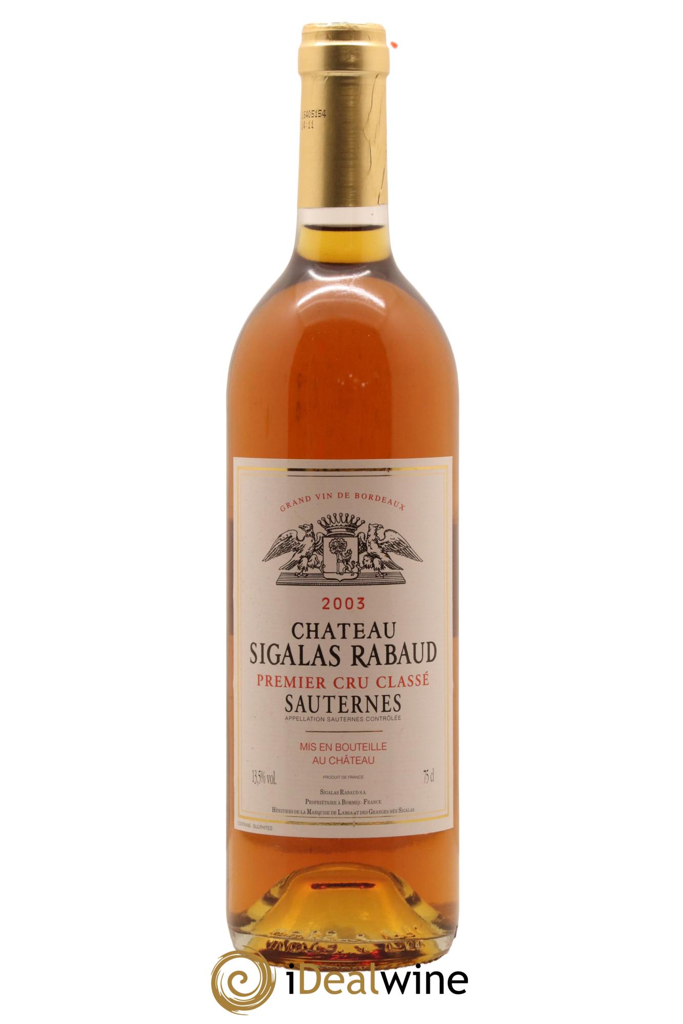 Château Sigalas Rabaud 1er Grand Cru Classé 2003 - Posten von 1 Flasche - 0