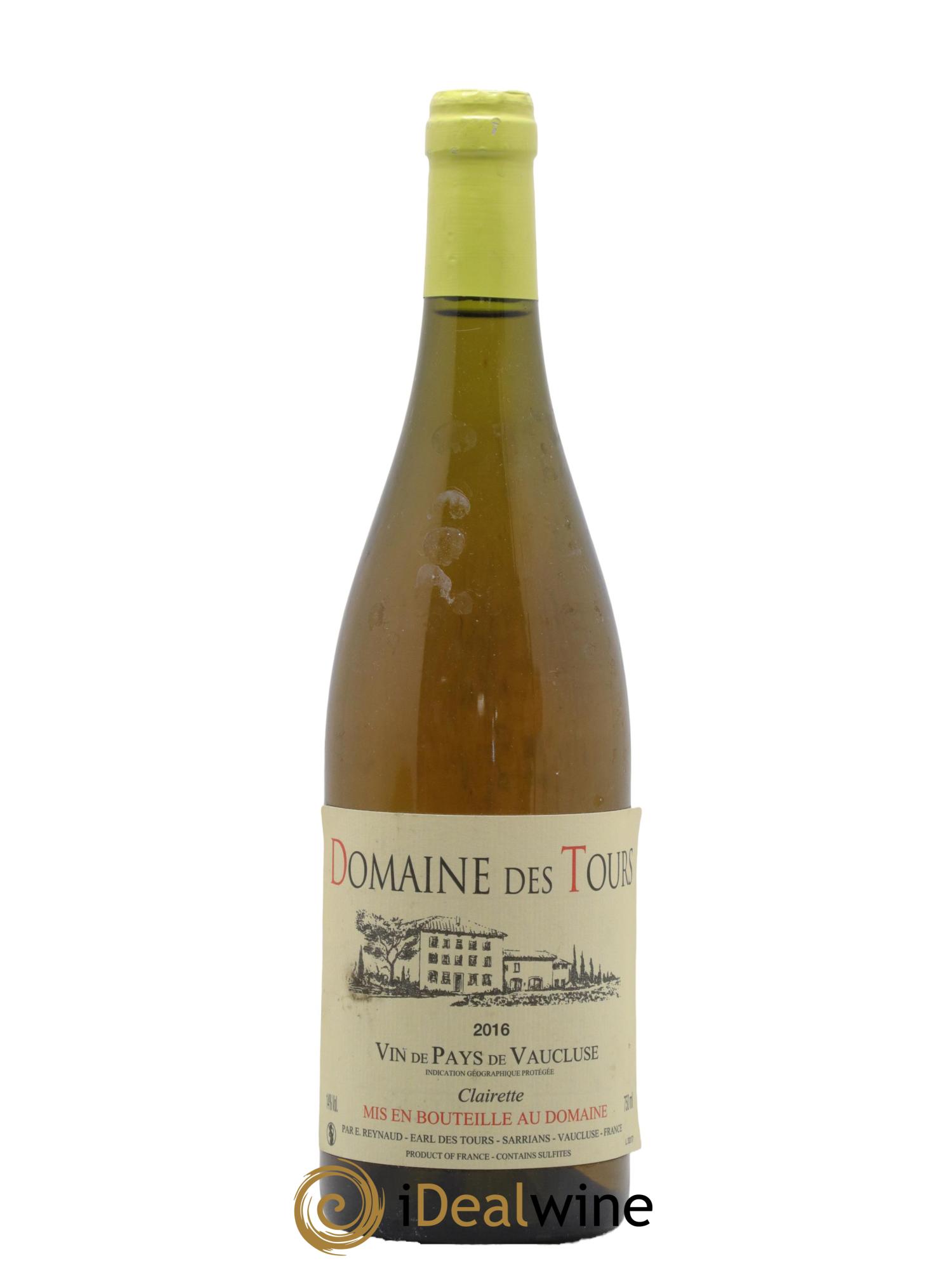 Vaucluse Clairette Domaine des Tours 2016 - Lot de 1 bouteille - 0
