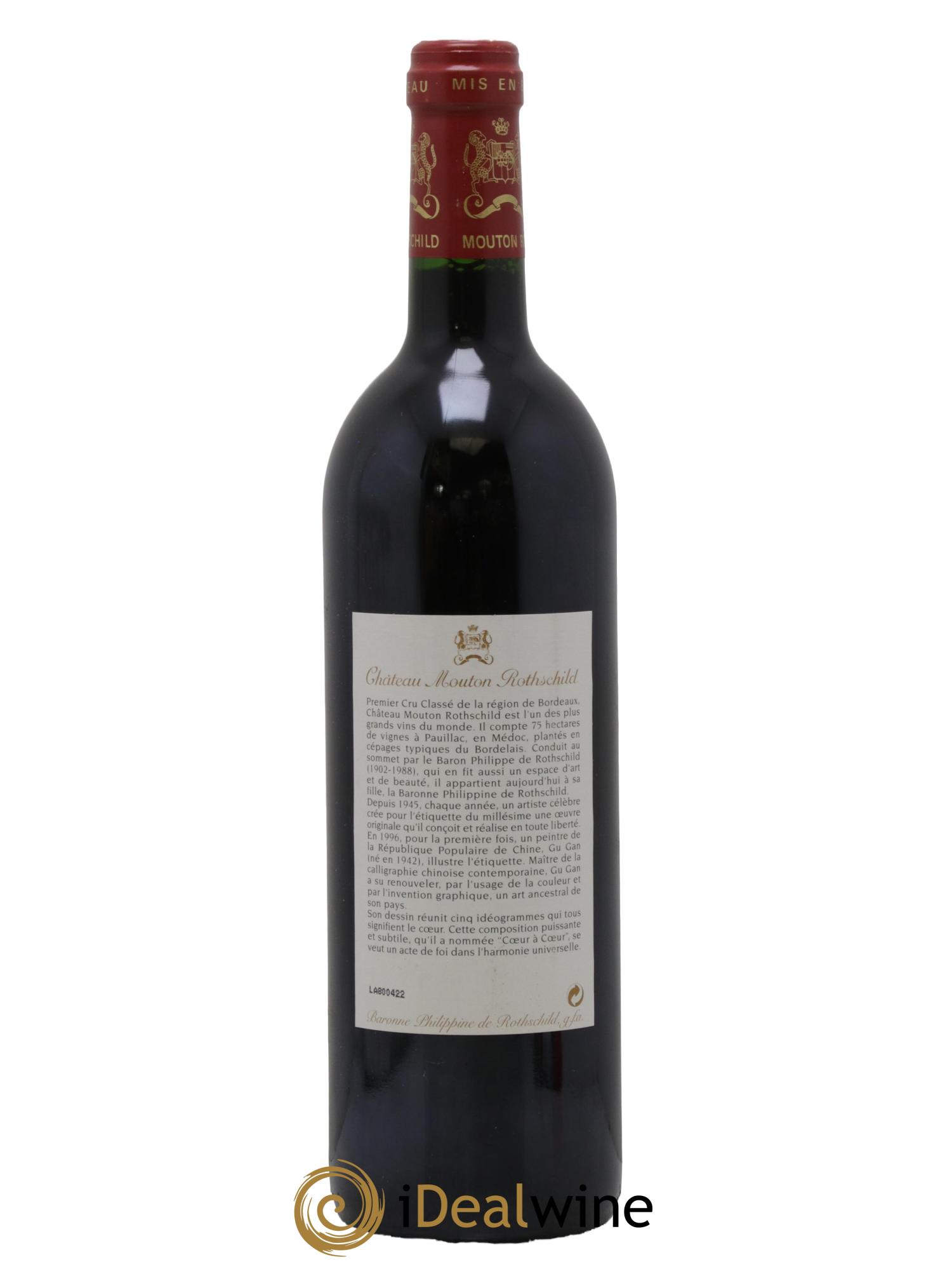 Château Mouton Rothschild 1er Grand Cru Classé 1996 - Lot de 1 bouteille - 1