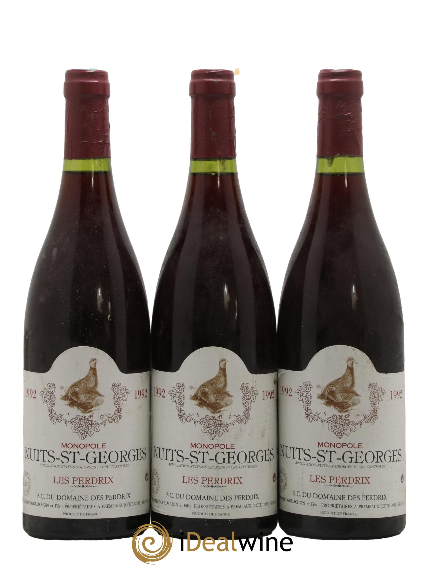 Nuits-Saint-Georges 1er Cru Les Perdrix Domaine des Perdrix 1992 - Lot de 3 bouteilles - 0