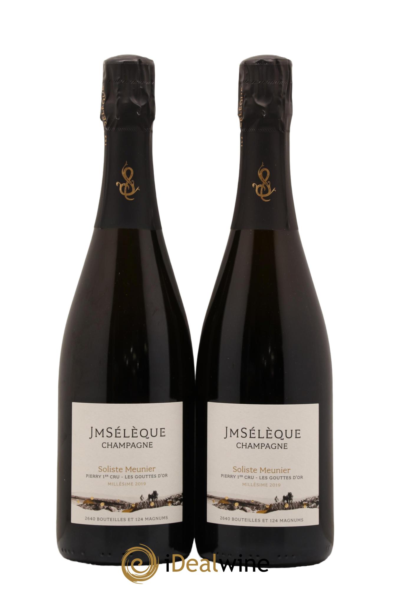 Champagne Extra Brut 1er Cru Soliste Meunier Les Gouttes d Or Jean Marc Seleque 2019 - Lot de 2 bouteilles - 0