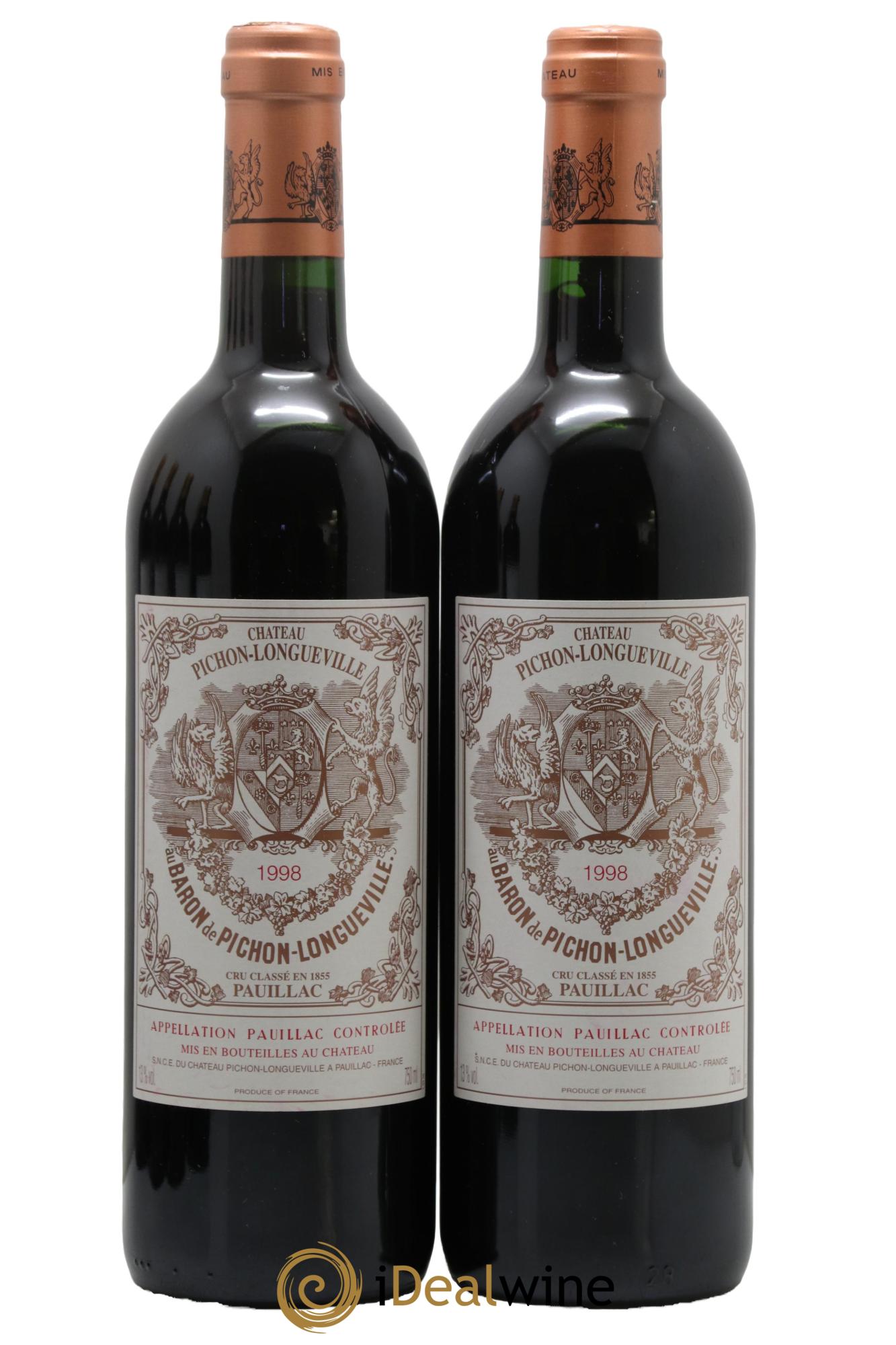 Pichon Longueville Baron 2ème Grand Cru Classé 1998 - Lotto di 2 bottiglie - 0