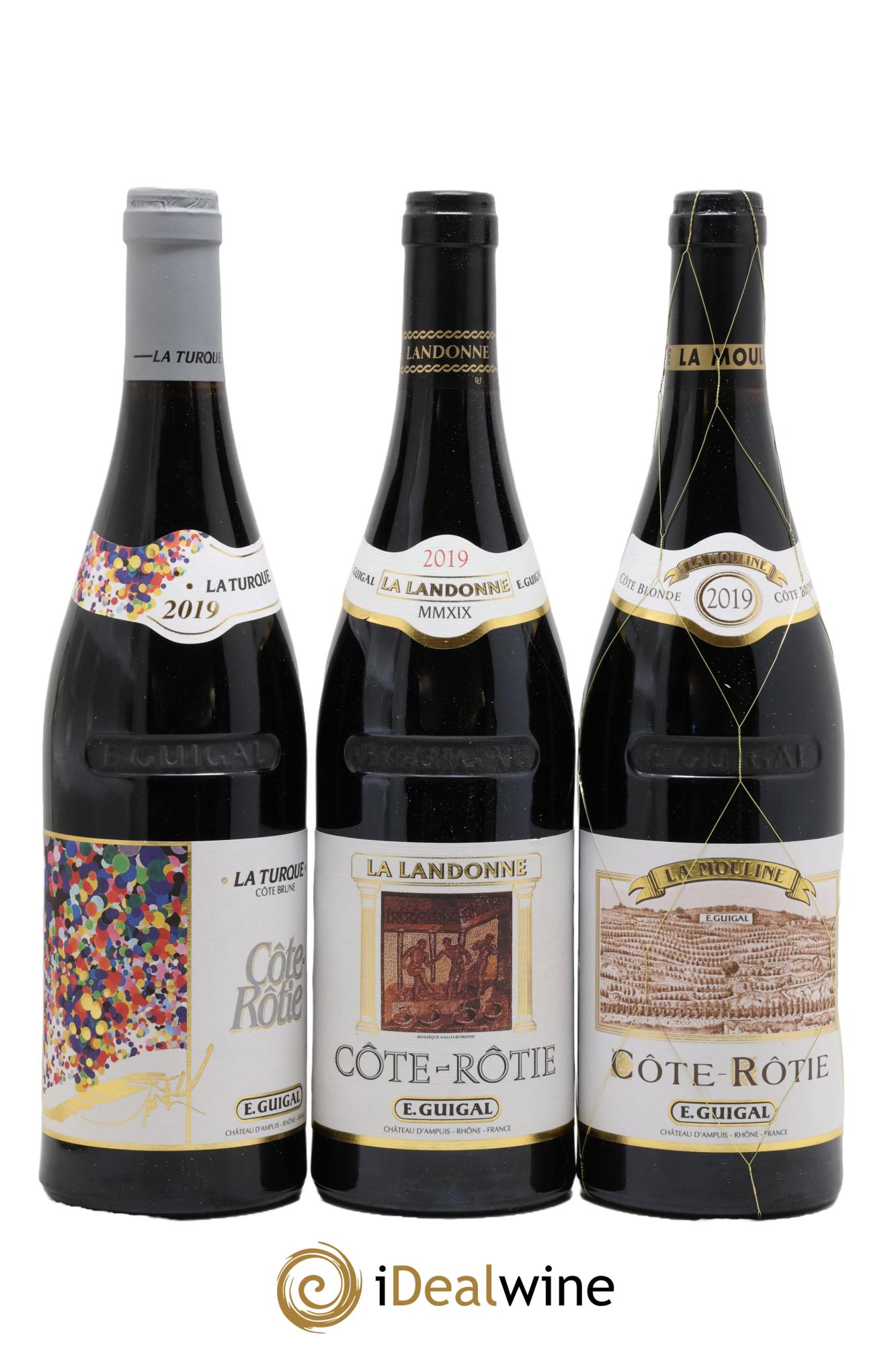 Côte-Rôtie Guigal Trilogie La Turque - La Landonne - La Mouline 2019 - Lot of 3 bottles - 0