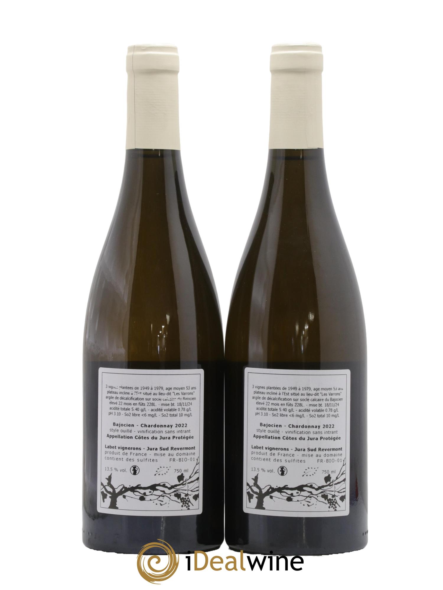 Côtes du Jura Chardonnay Bajocien Romain - Julien  - Charline Labet 2022 - Posten von 2 Flaschen - 1