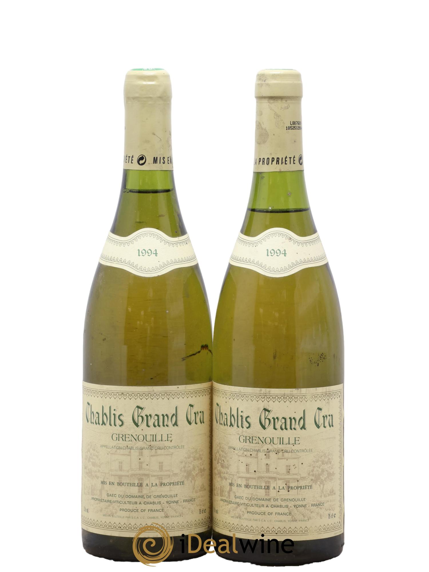 Chablis Grand Cru Grenouille Domaine De Grenouille 1994 - Lot de 2 bouteilles - 0